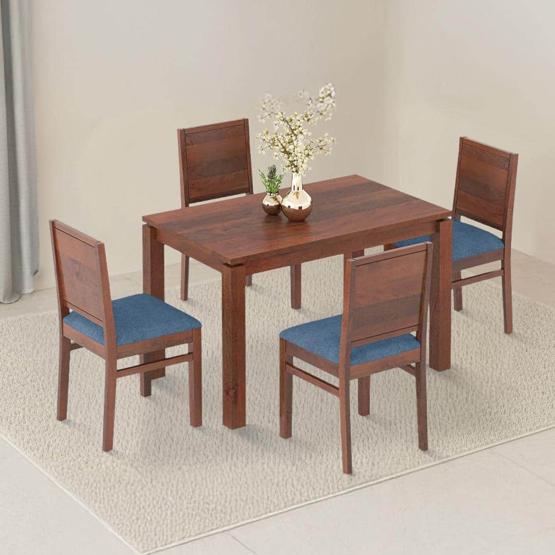 Atlas Solid Wood 4 Seater Dining Table With Atlas Dining Chair Set