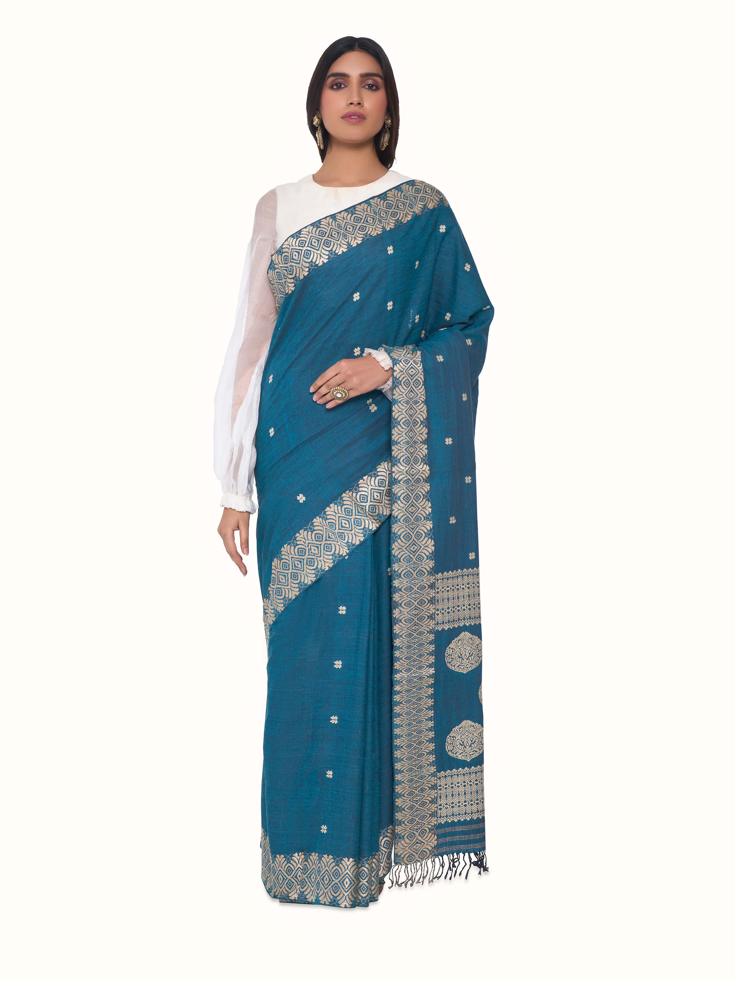 Indigo Eri Silk Saree