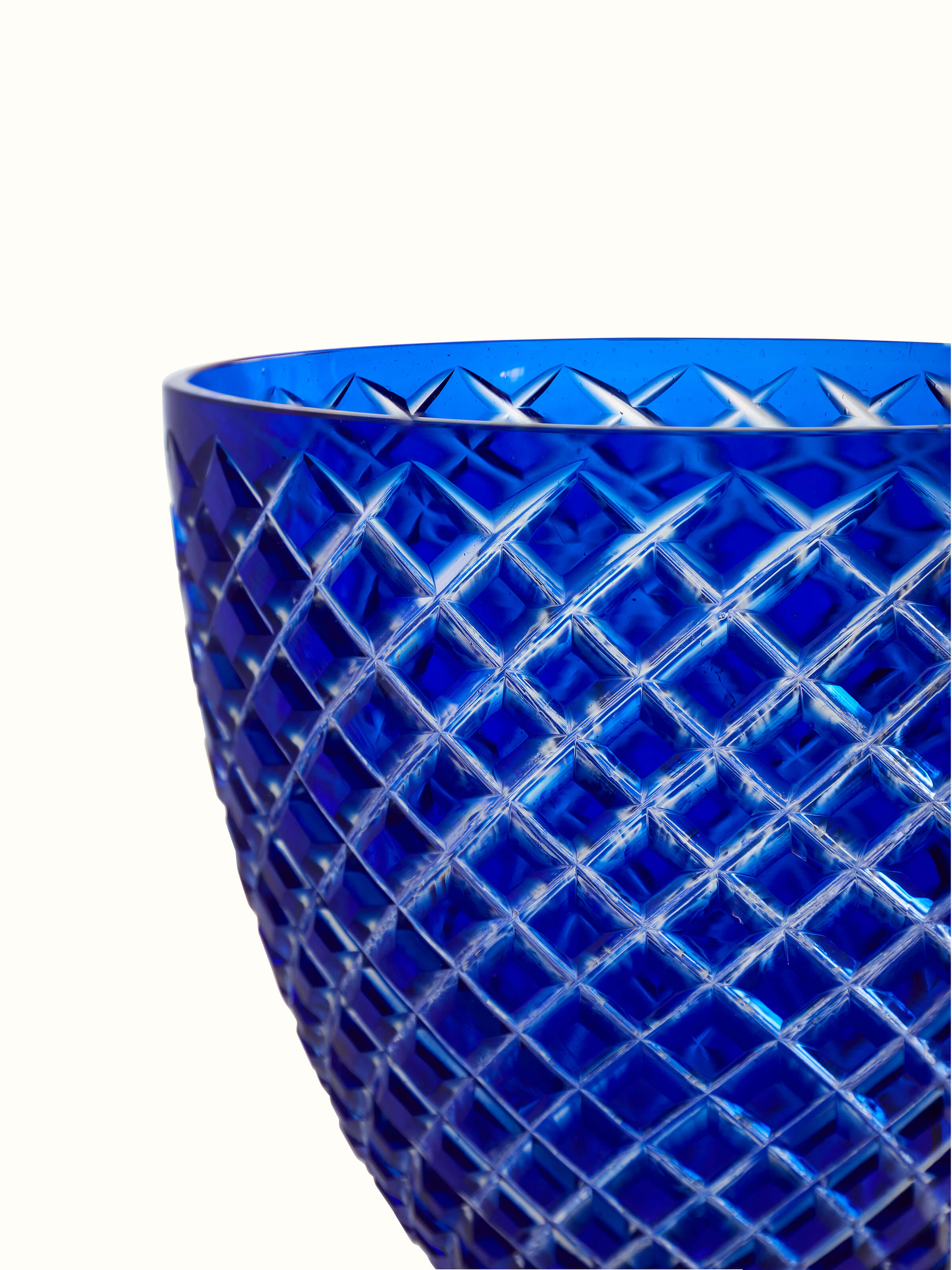 Side view of Blue Stone Glass Work Vase highlighting its elegant curves and artistic design.