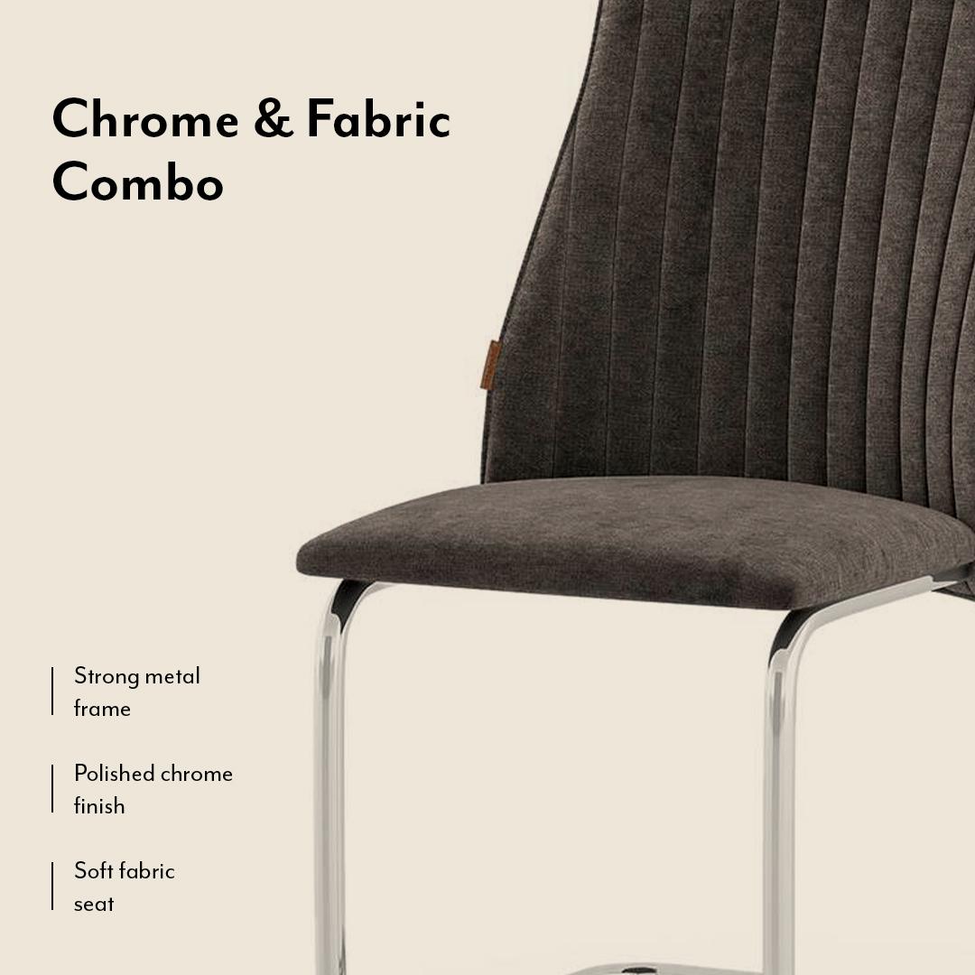 Ingrid Fabric Dining Chair Set Of 2 In Grey Colour