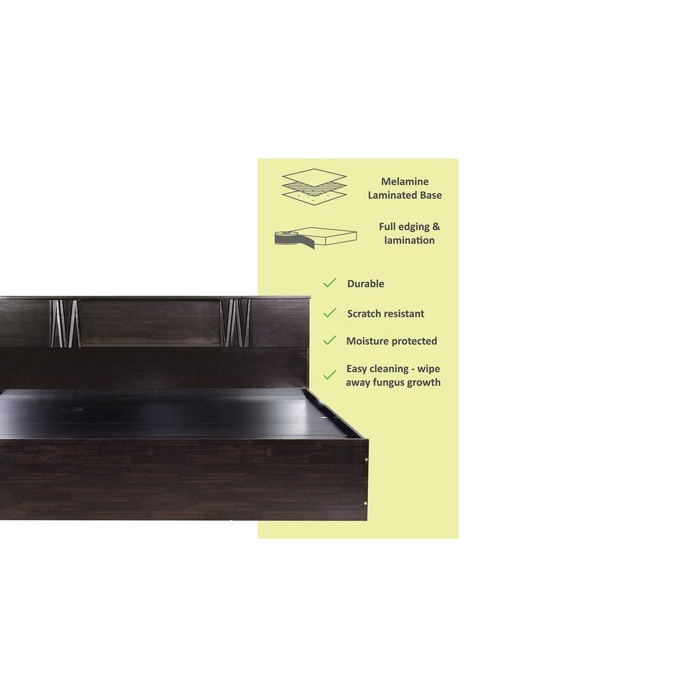 Aceso Solid Wood King Size Drawer Storage Bed In Melamine Finish