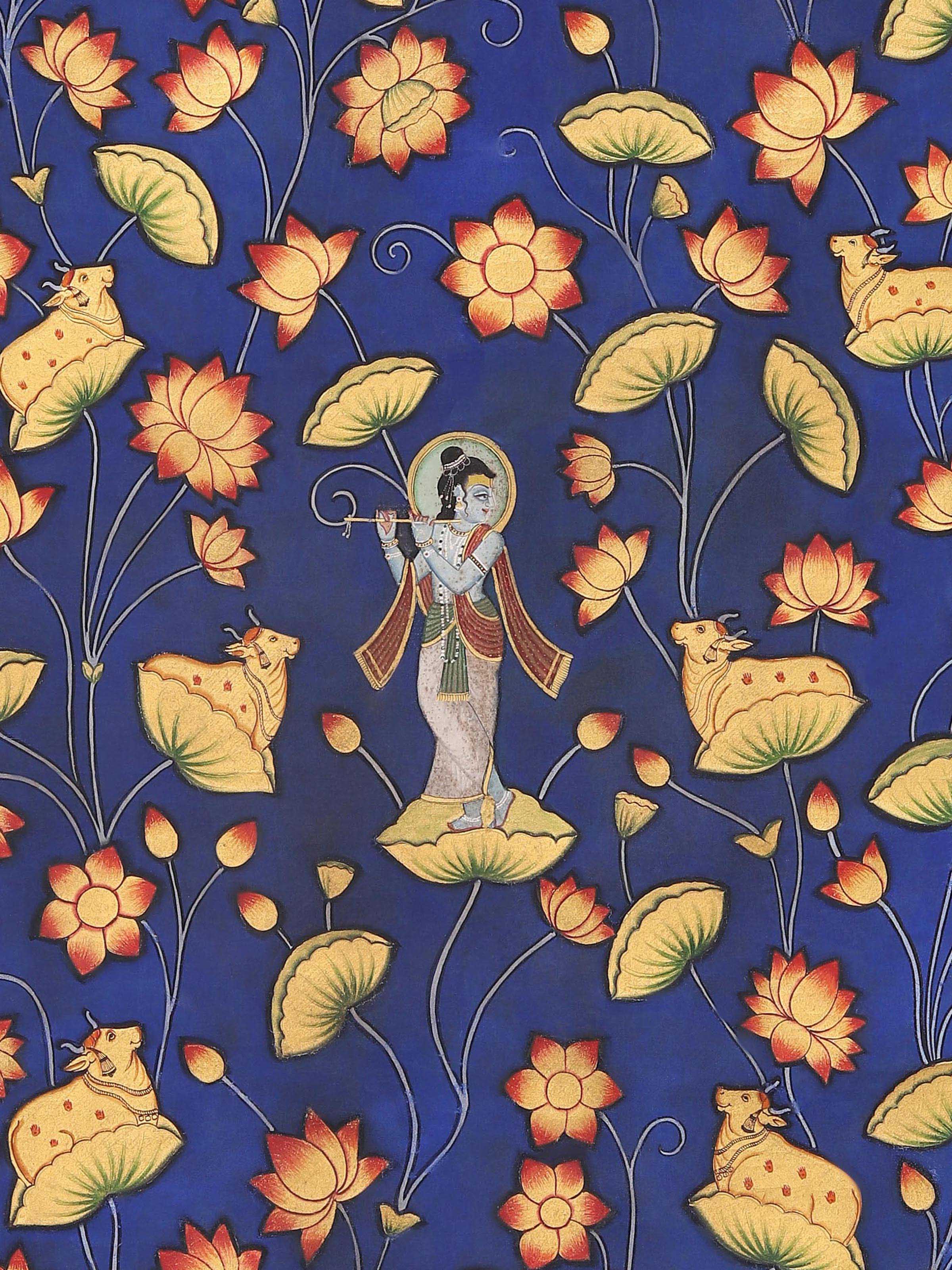 Kamal Talai Krishna Pichwai Painting