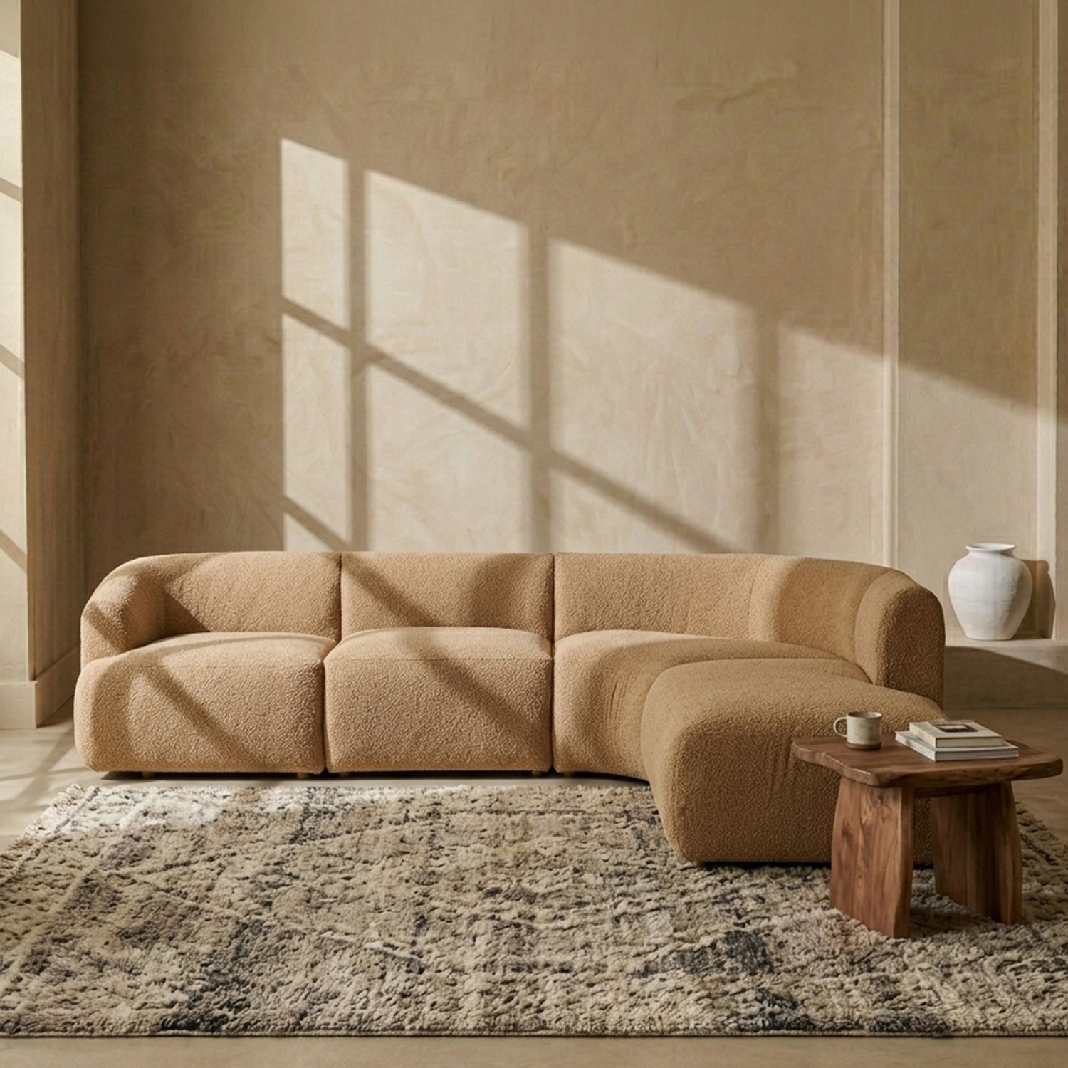 Zenliving Wood Left Aligned 3-Seater With Upholstery Non Storage Sofa In White Colour - Nestroots