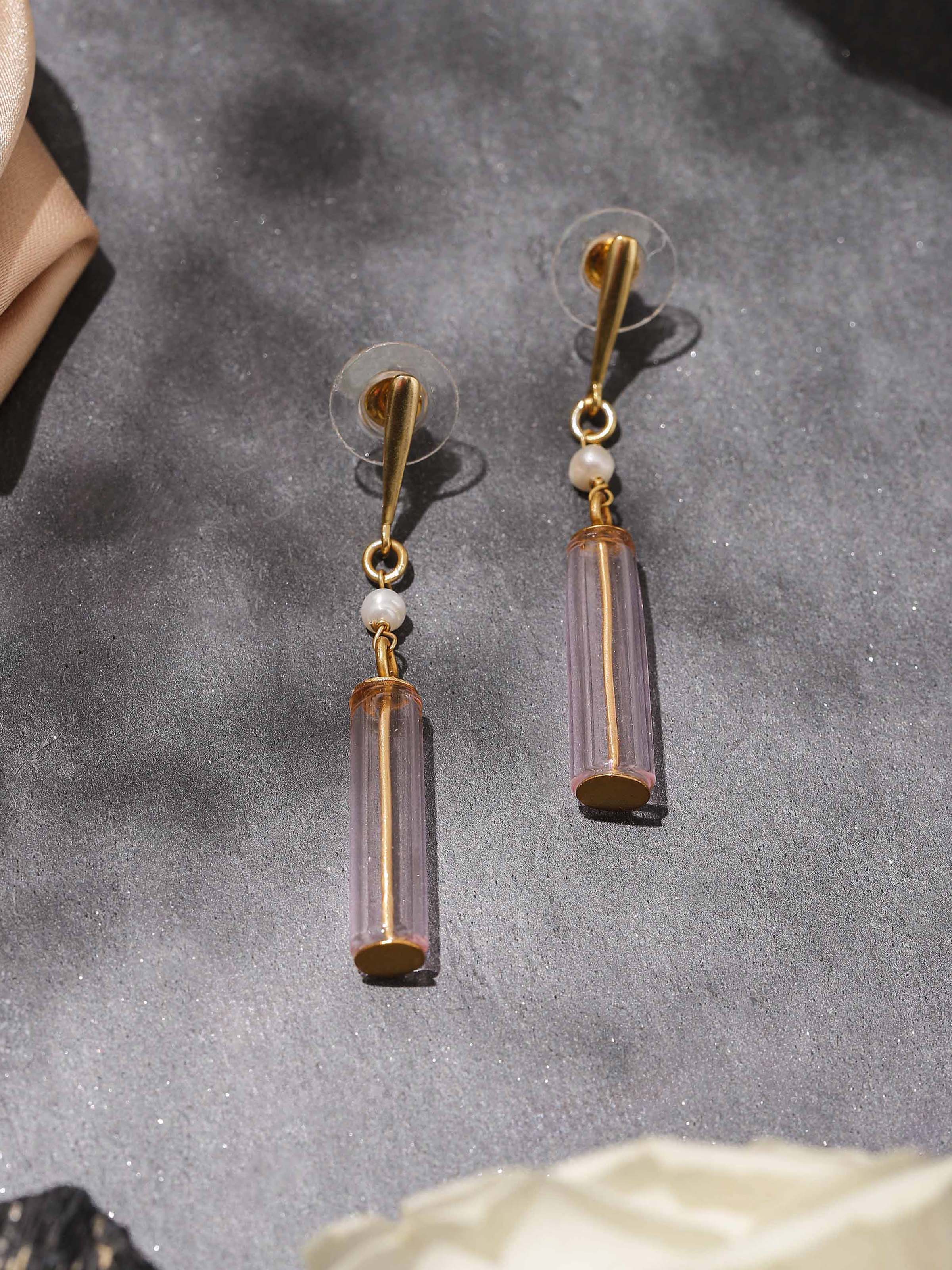 Silver Flame Glass Drop Earrings