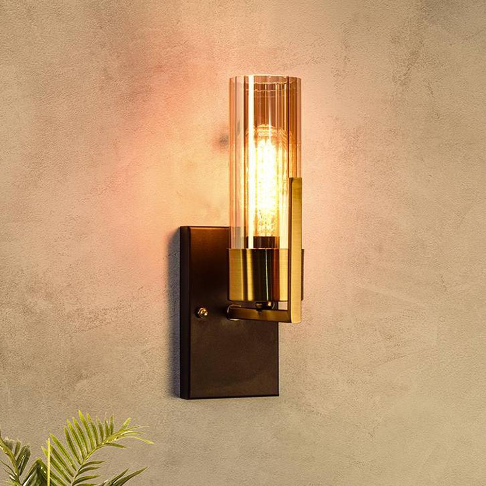 Brass Grove Amber Glass Wall Light