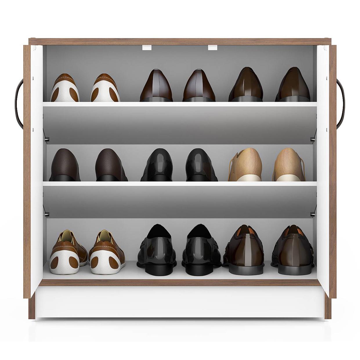 Alex 9 Pair Shoe Rack in Classic Walnut Finish