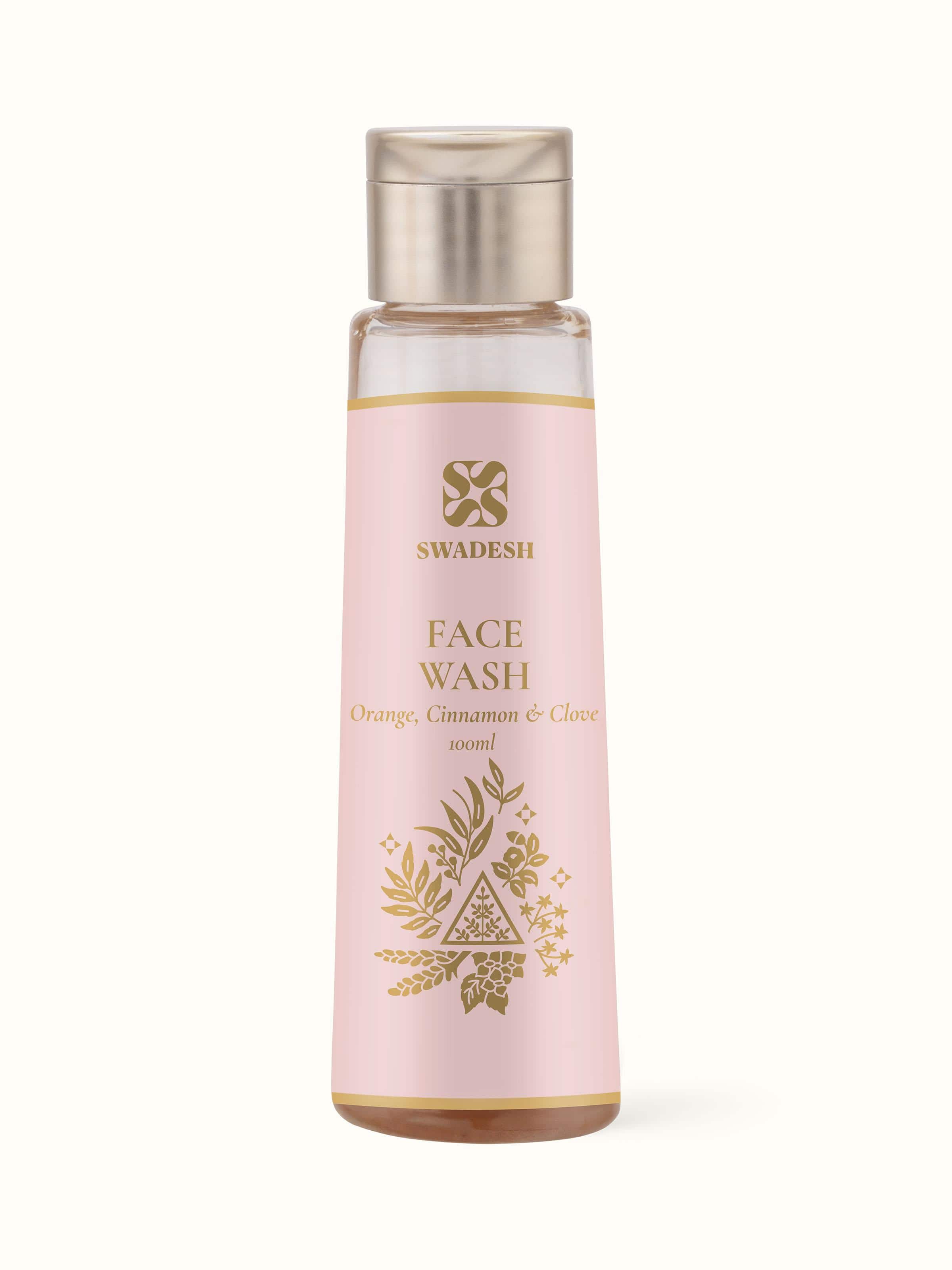 Front view of Swadesh Face Wash with Orange, Cinnamon & Clove, showcasing its refreshing ingredients and natural aroma.