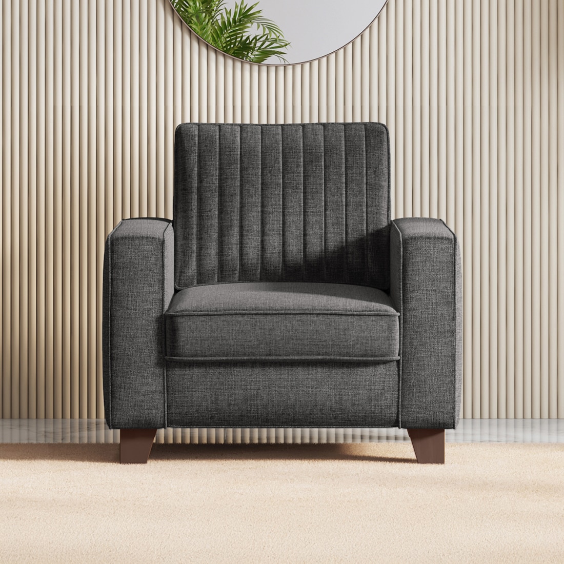 Apollo Neo 1 Seater Fabric Sofa In Steel Colour