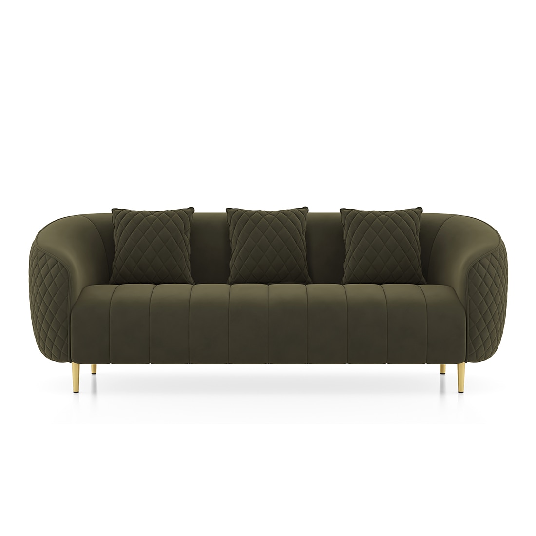 Amora 3 Seater Fabric Sofa in Deep Olive Velvet