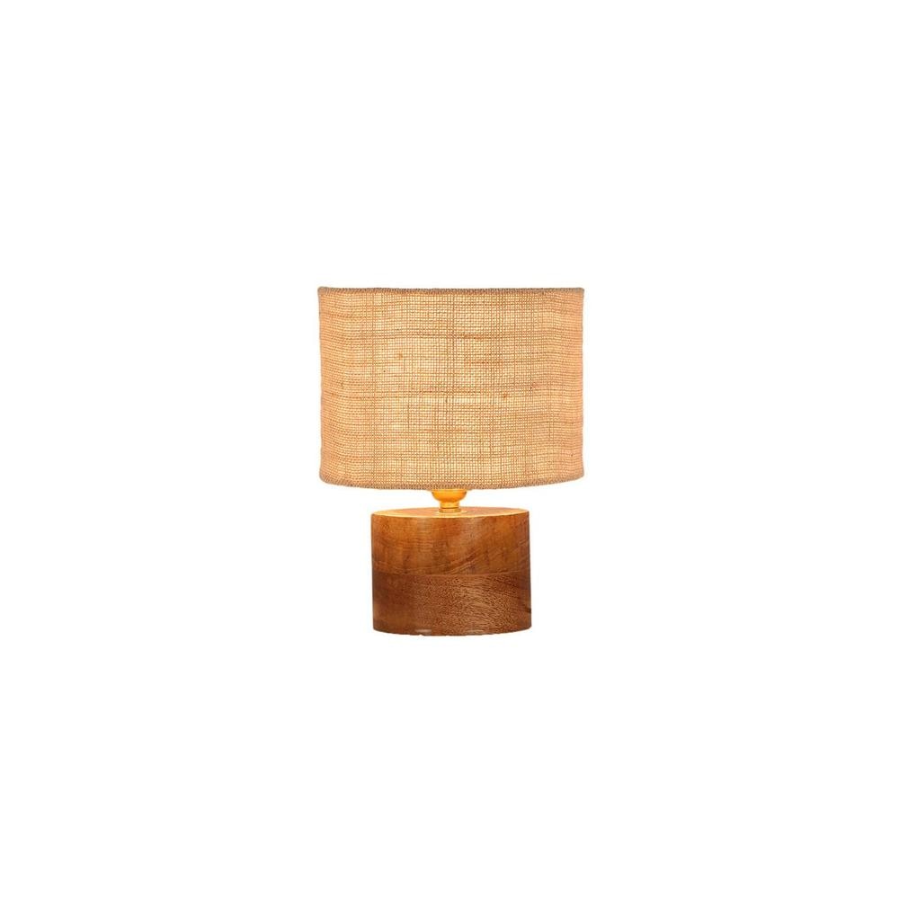 Cullen Beige Jute table lamp with Natural Wood Base