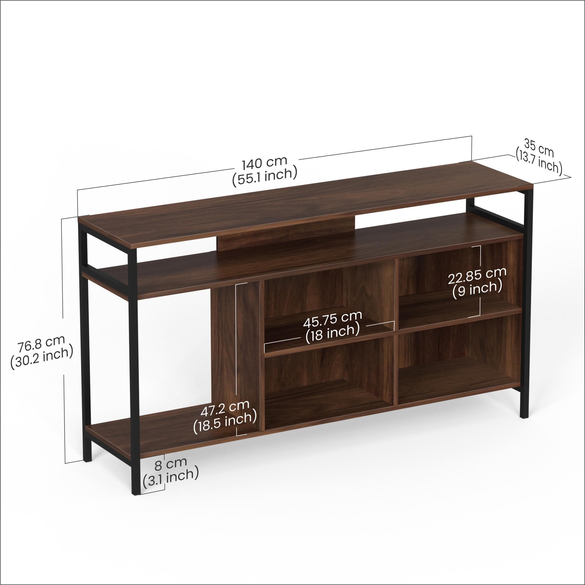 Duskin Engineering Wood Floor Standing Tv Entertainment Unit In Brown Maple Finish