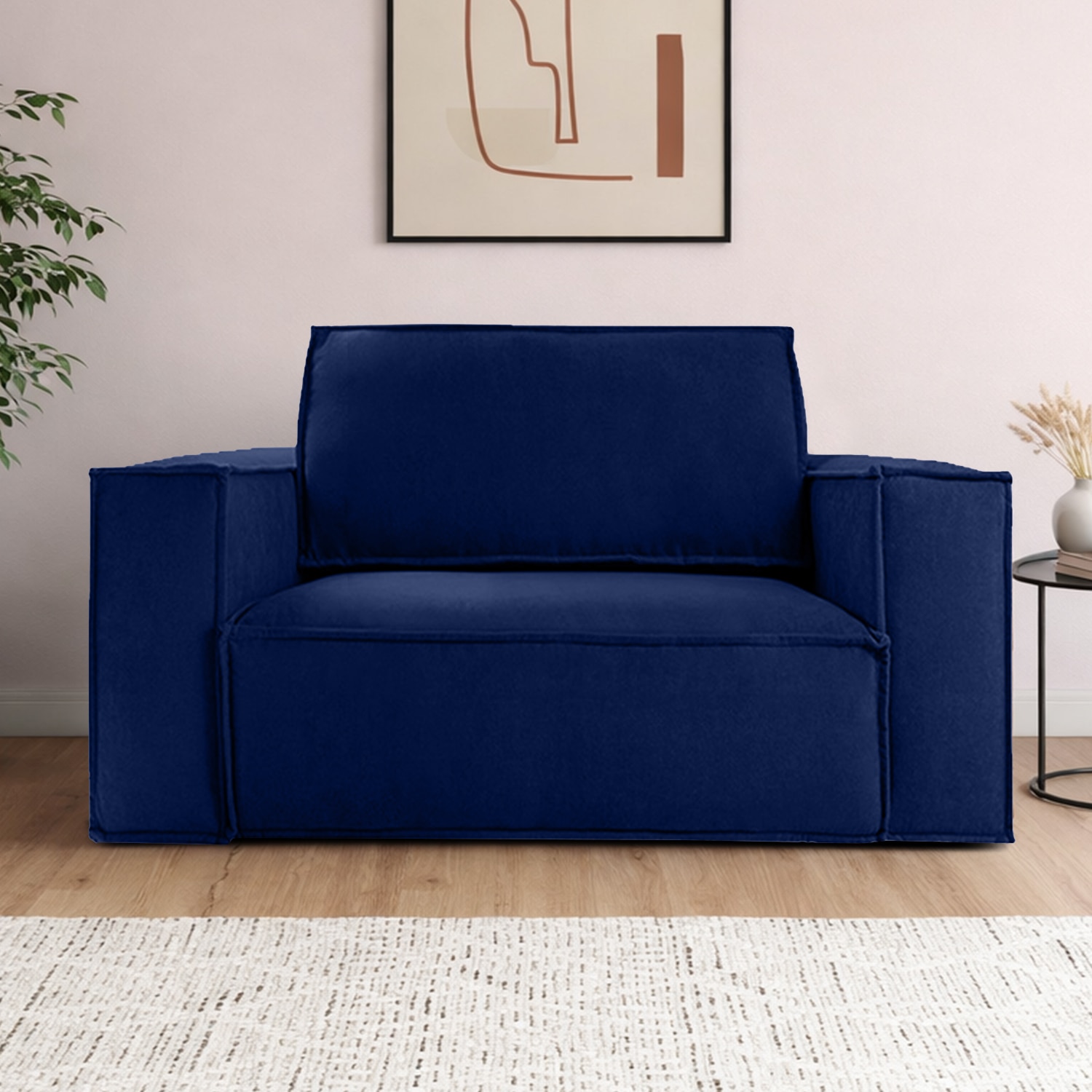 Skult Pull Out Sofa cum Bed in Navy Blue Colour