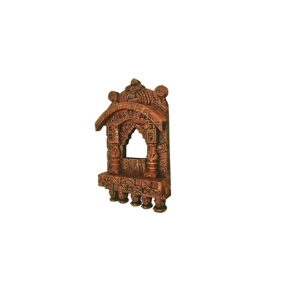 MultiColor Wooden Jharokha Wall Art panel with hand cone work of marble dust and hand carved patterns (Set of 3)