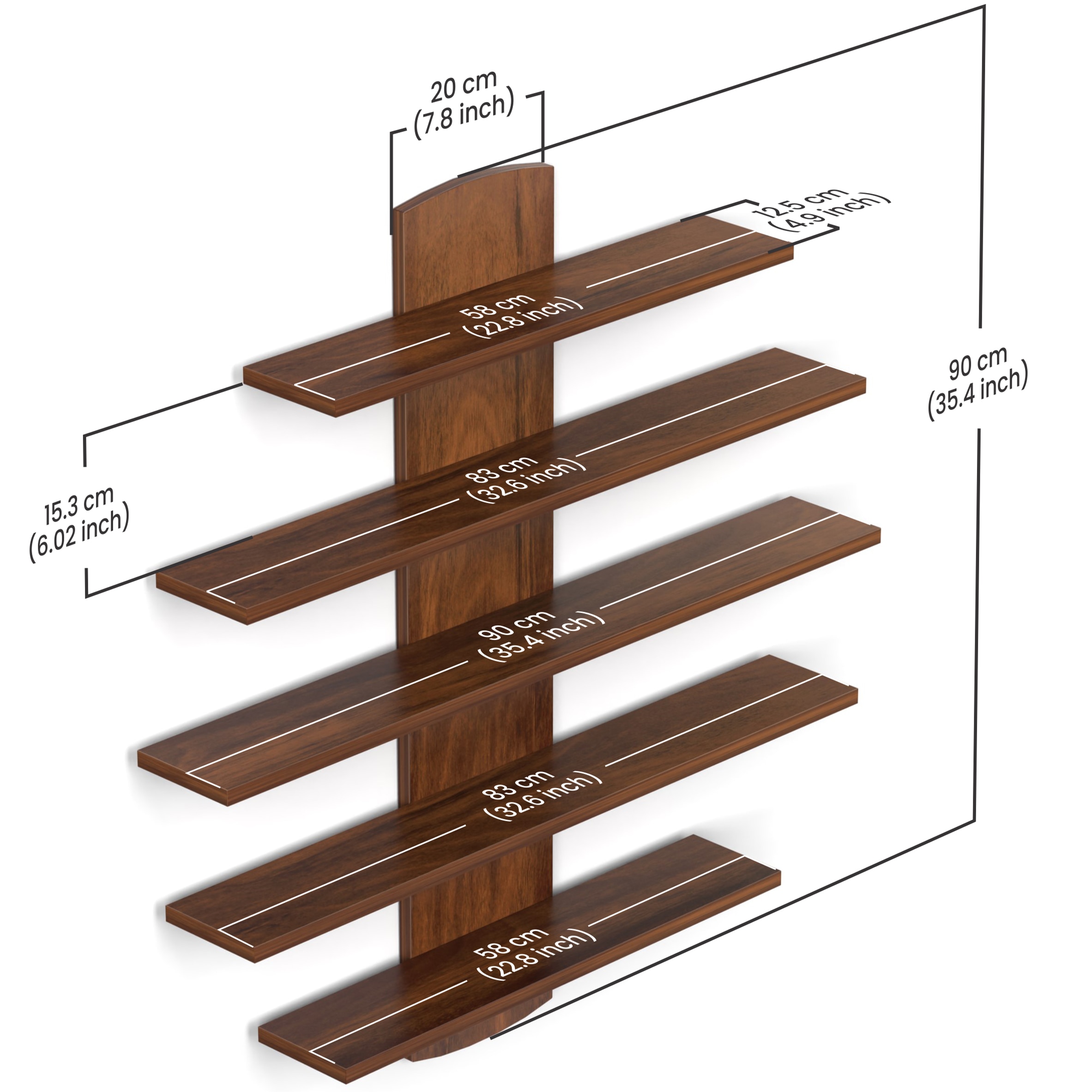 Caselle Engineered Wood Bookshelf with Brown Maple finish