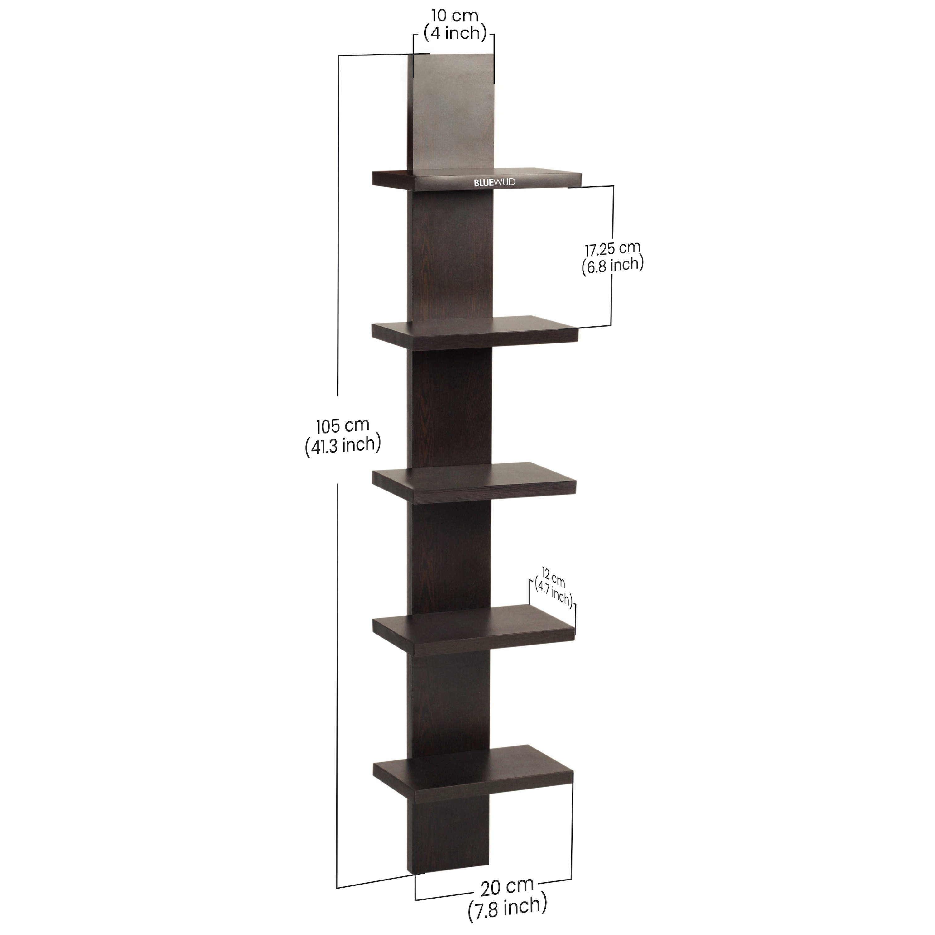 BLUEWUD Louis Engineered Wood Multipurpose Wall Decor Shelf, Display Rack (Wenge)