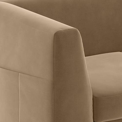 Rubik Luxe 3 Seater Fabric Sofa in Fawn Velvet Colour