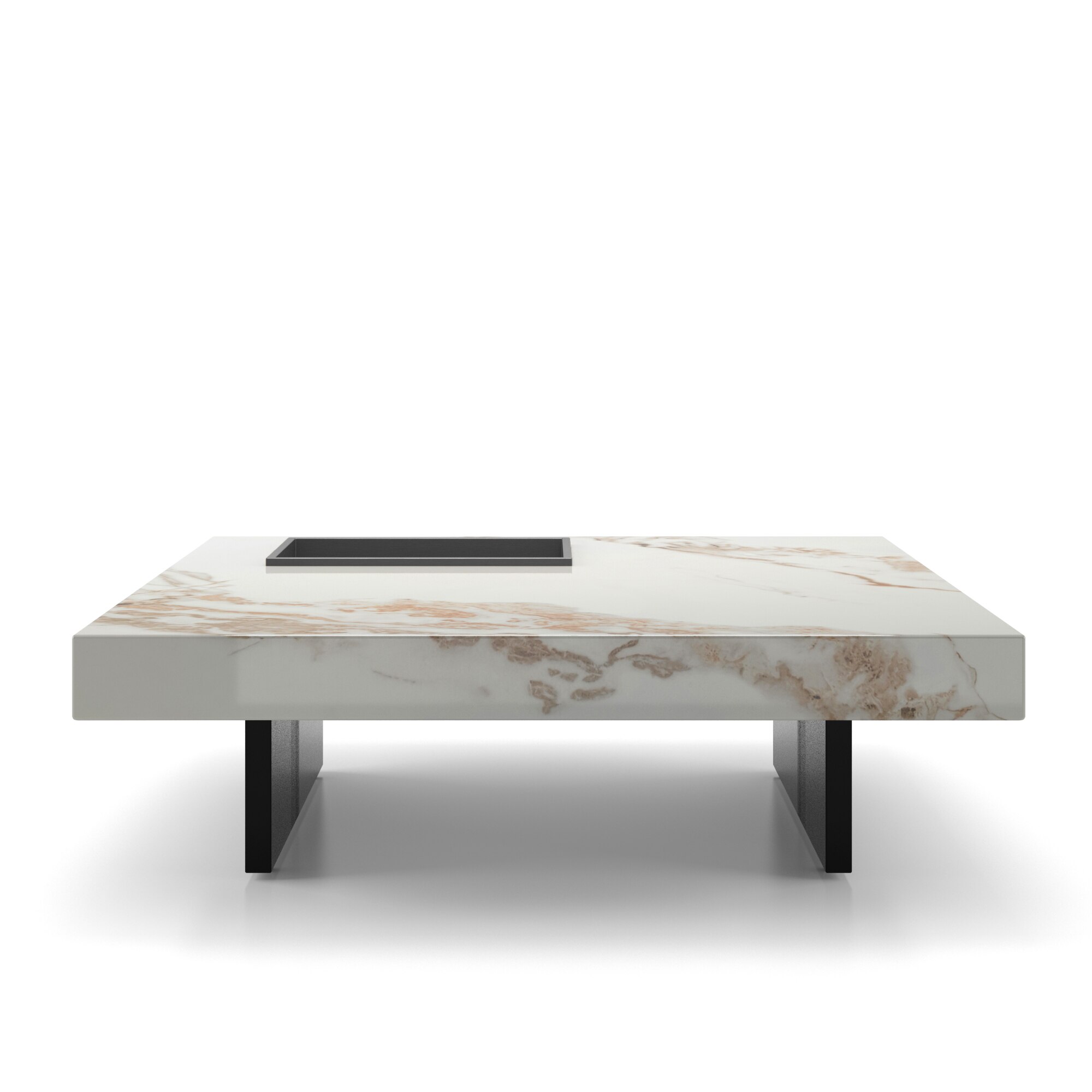 Largo Metal Coffee Table In Macchia Sintered Stone