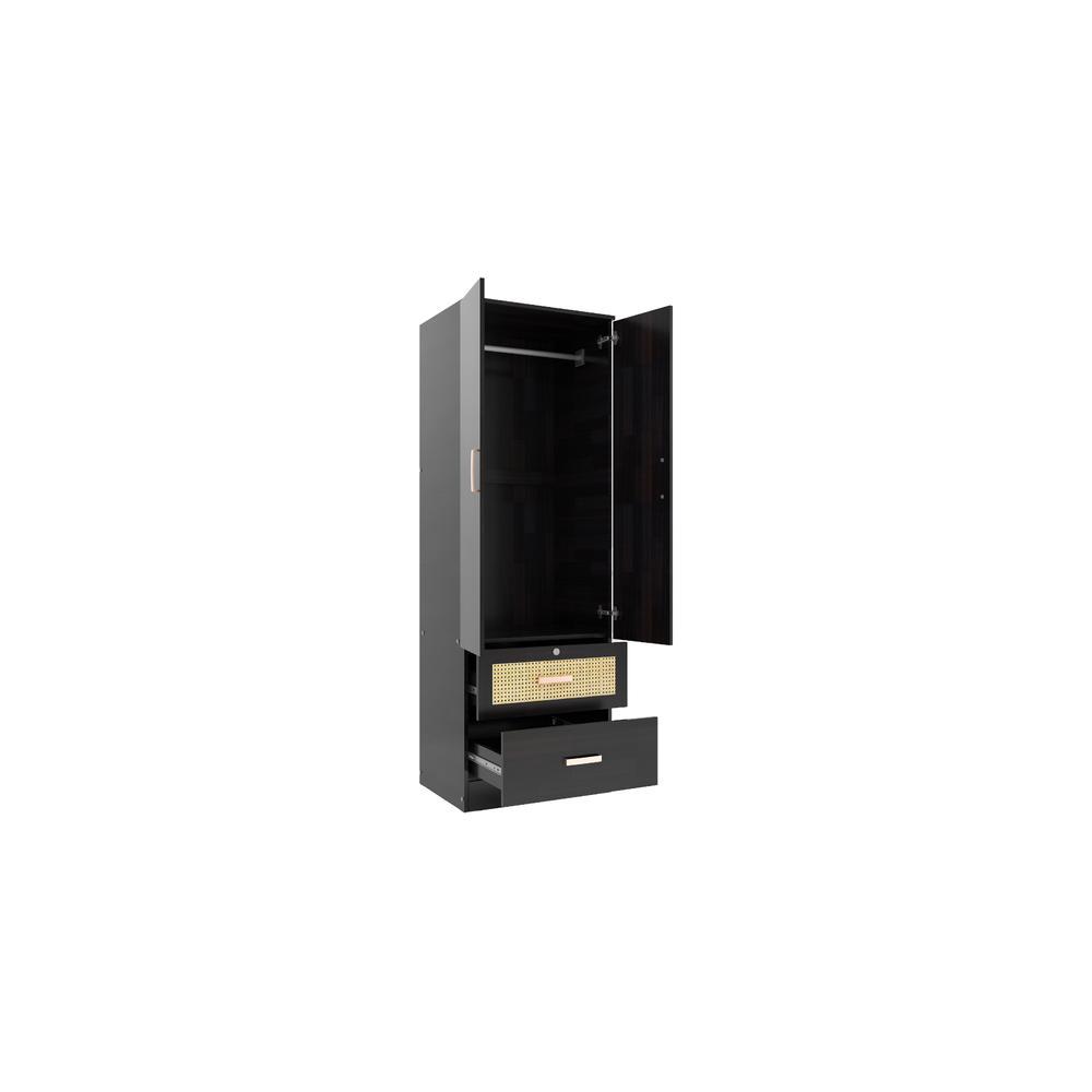 Ren 2 Door Wardrobe with Rattan Drawer