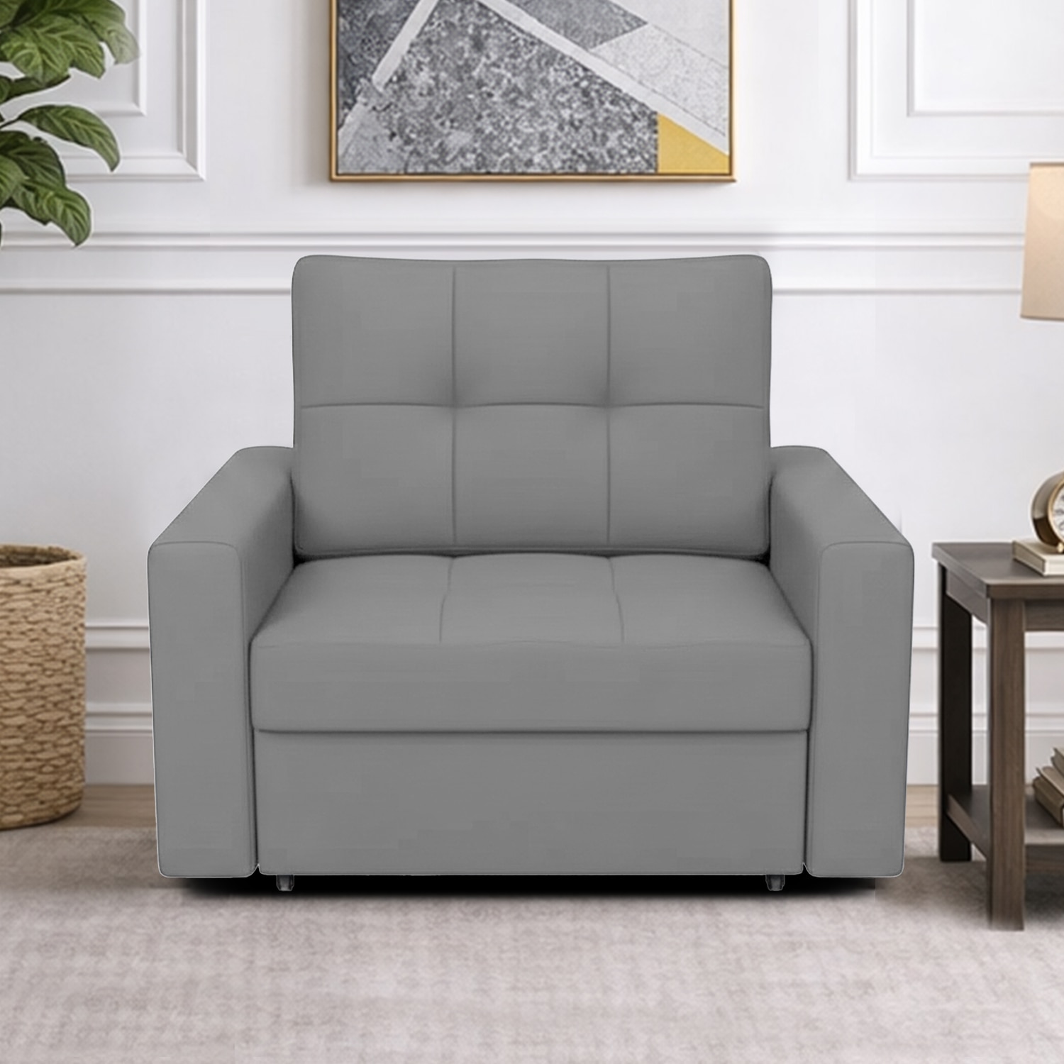 Barato Pull Out Sofa cum Bed in Grey Colour