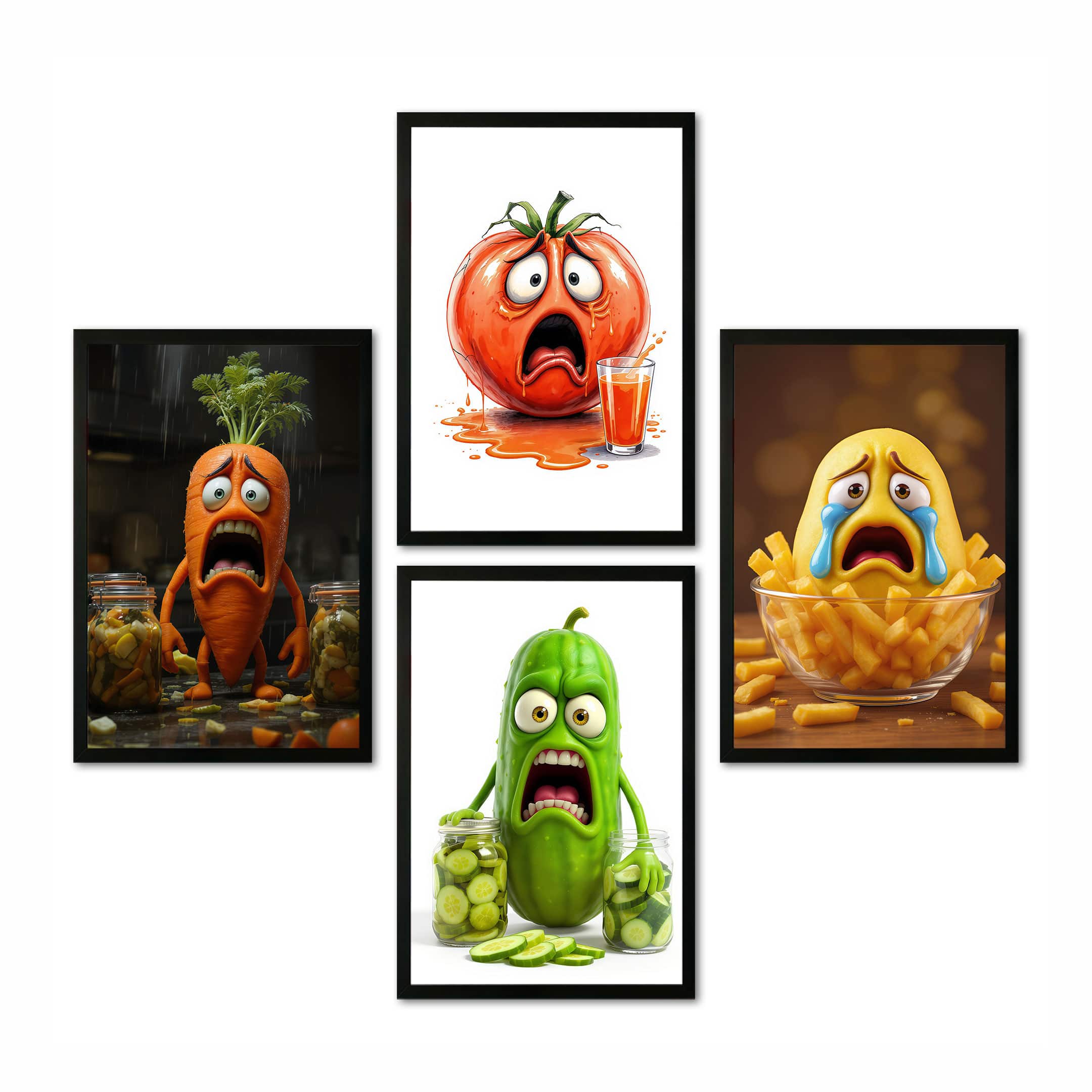The Castle Decor Funny Kitchen Wall Art Set of 4 8x12 Inch - The Castle Decor