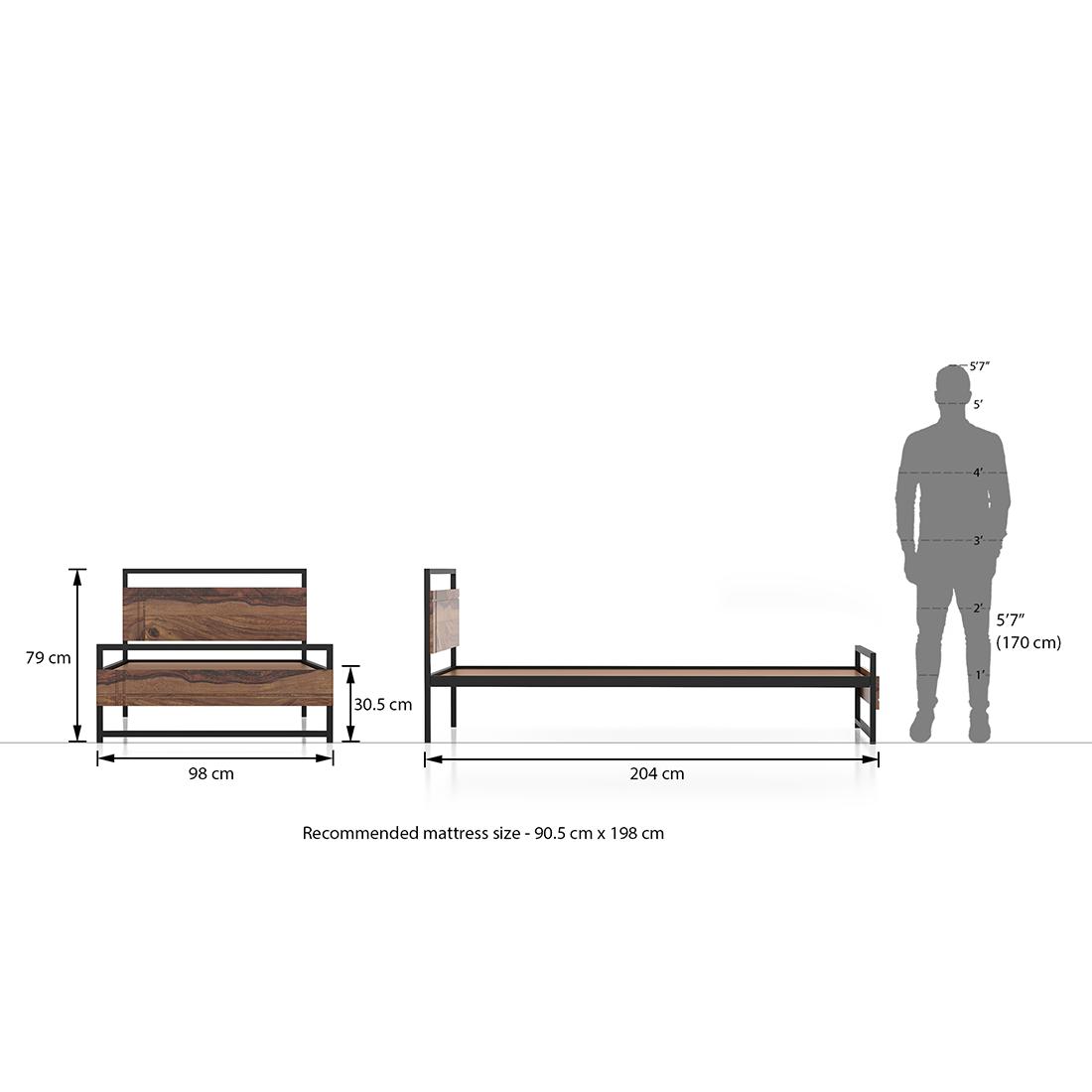 Nerja Non Storage Single Bed In Teak Finish