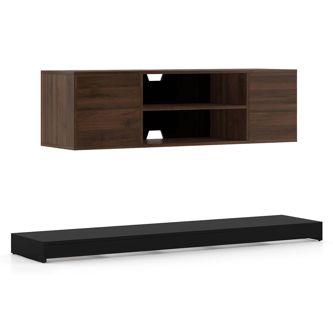 Astrid Engineered Wood Wall Mounted TV Unit in Black Finish