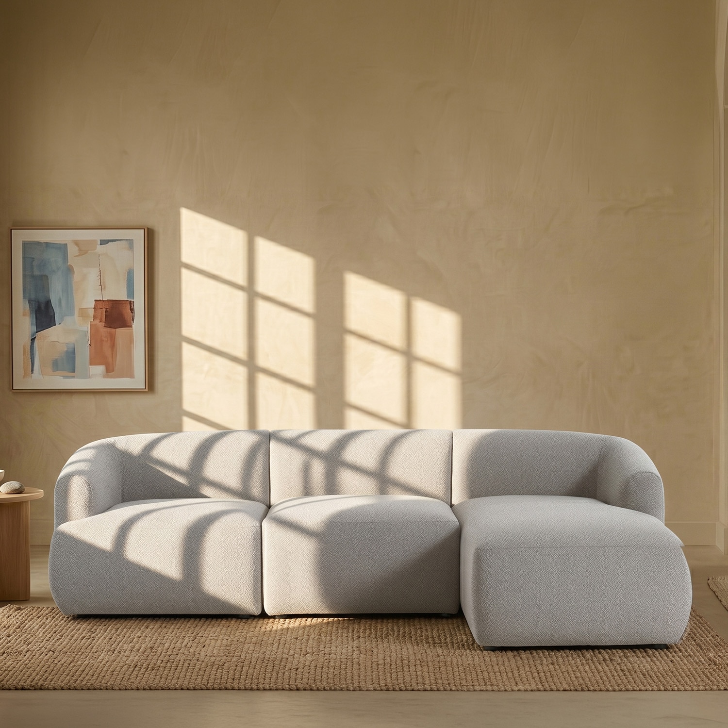 Zenliving Wood Left Aligned 3-Seater With Upholstery Non Storage Sofa In Grey Colour - Nestroots