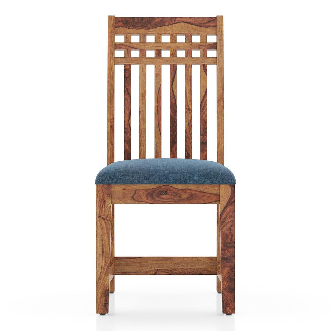 Fidora 4 Seater Dining Table With Set Of 4 Diego Dining Chairs (Colour- Midnight Indigo Blue , Finish- Teak)