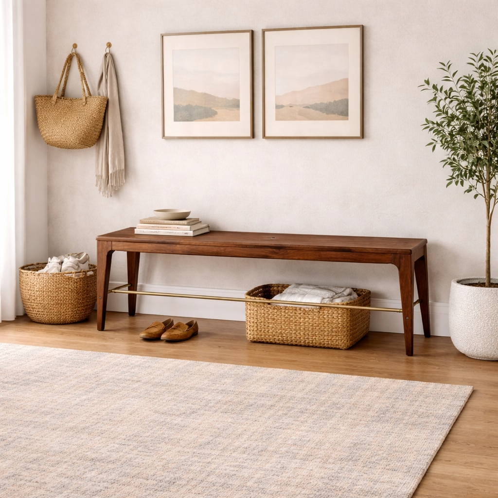 Pearl Solid Wood Bench In  Natural  Finish