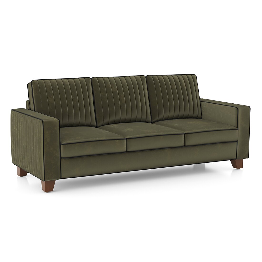Apollo Neo Sofa (Colour : Deep Olive Velvet, Seating Capacity : 3 Seater, Cushion Type : Soft, Back Height : Regular Back)