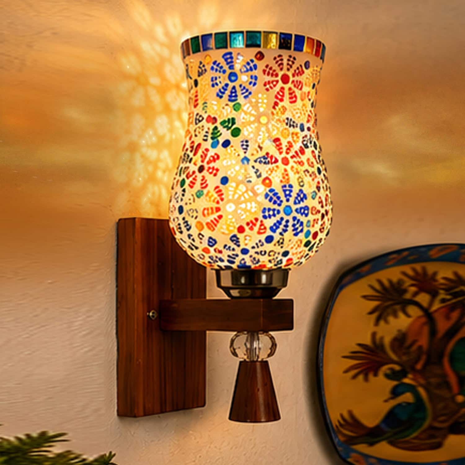 Devansh Metal Electric Wall Light in Black Colour with Multi Shade Count of 1 Light