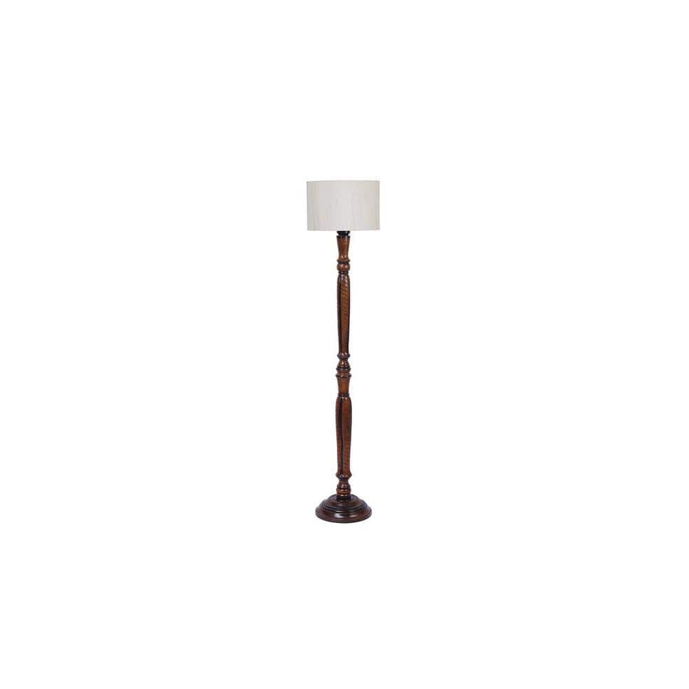 Brandy Brown Cotton Shade Floor Lamp