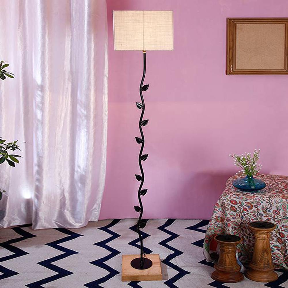 Elin White Cotton Shade Floor Lamp
