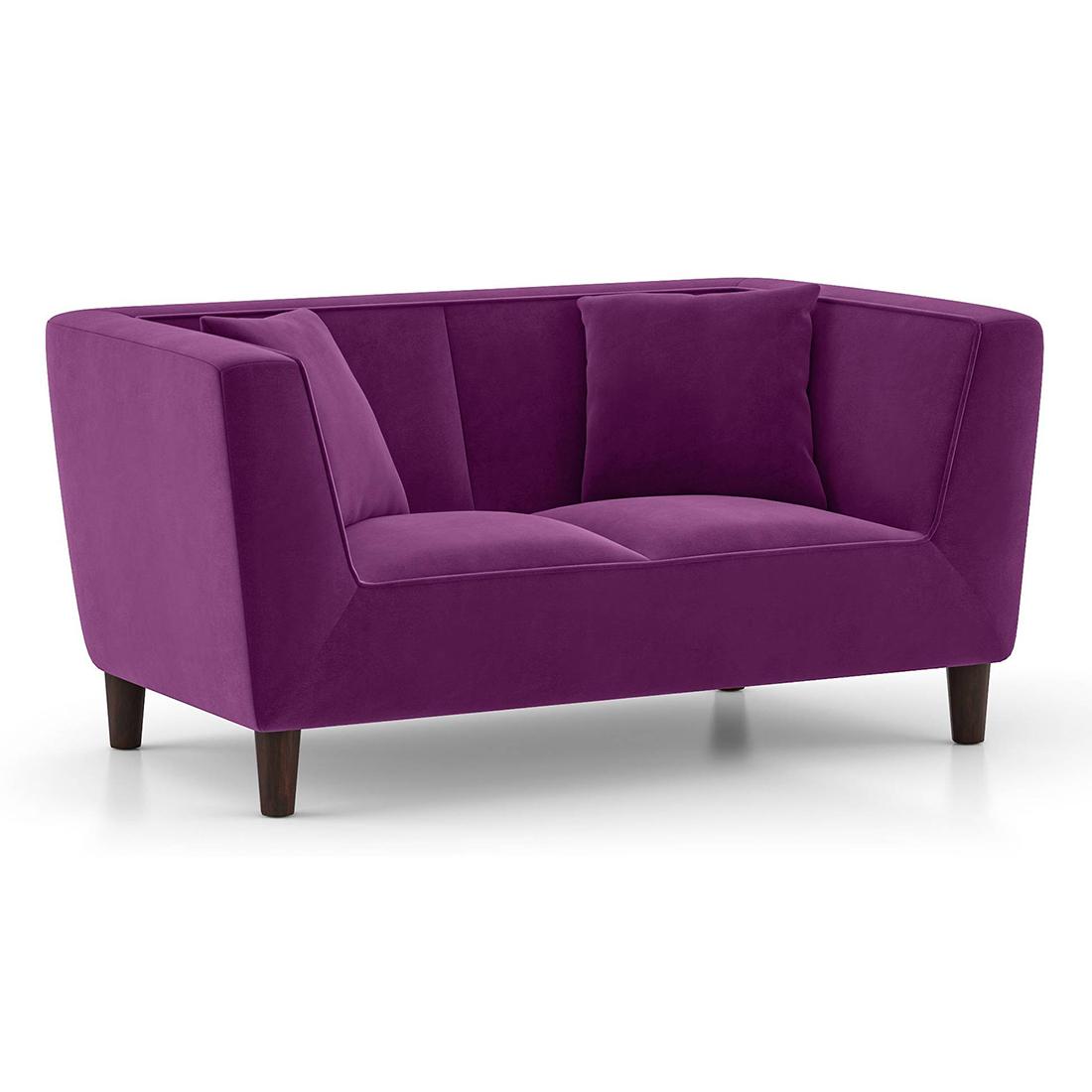 Janet 2 Seater Fabric Loveseat In Plumy Purple Velvet Colour