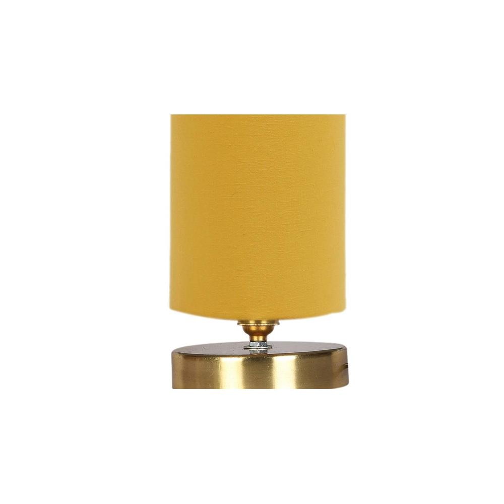 Cooper Yellow cotton table lamp with Gold wood base