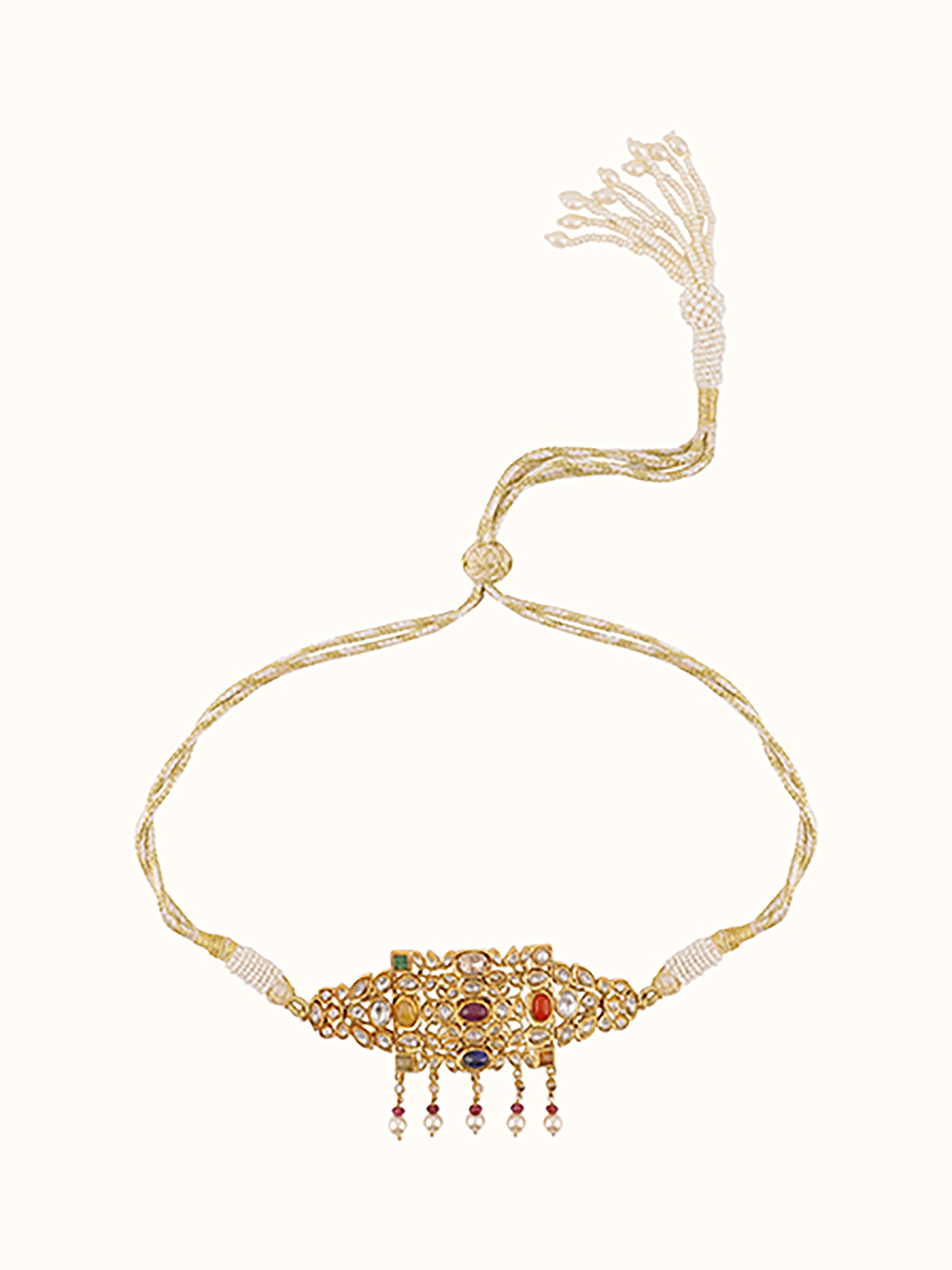 Navratna Silver Choker Necklace