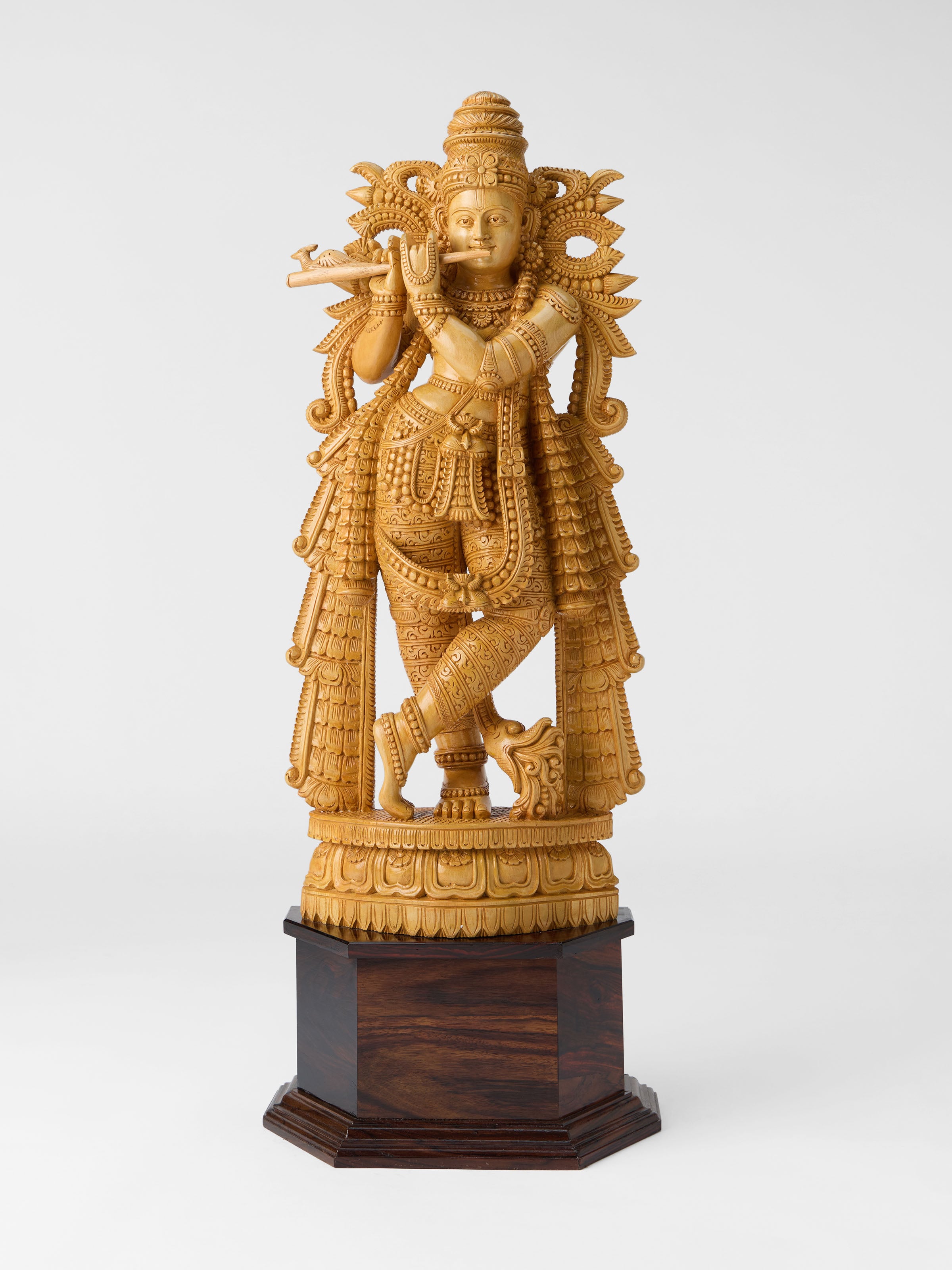 Wood Carved Krishna Idol