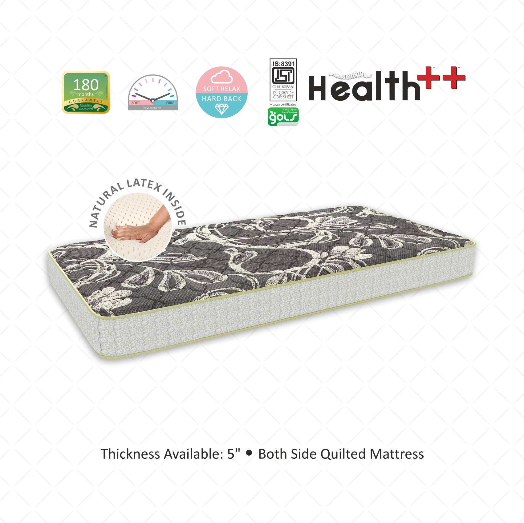 Health Plus Plus Active Orthopaedic Coir Mattress (75 x 48 in, 5 Inches)