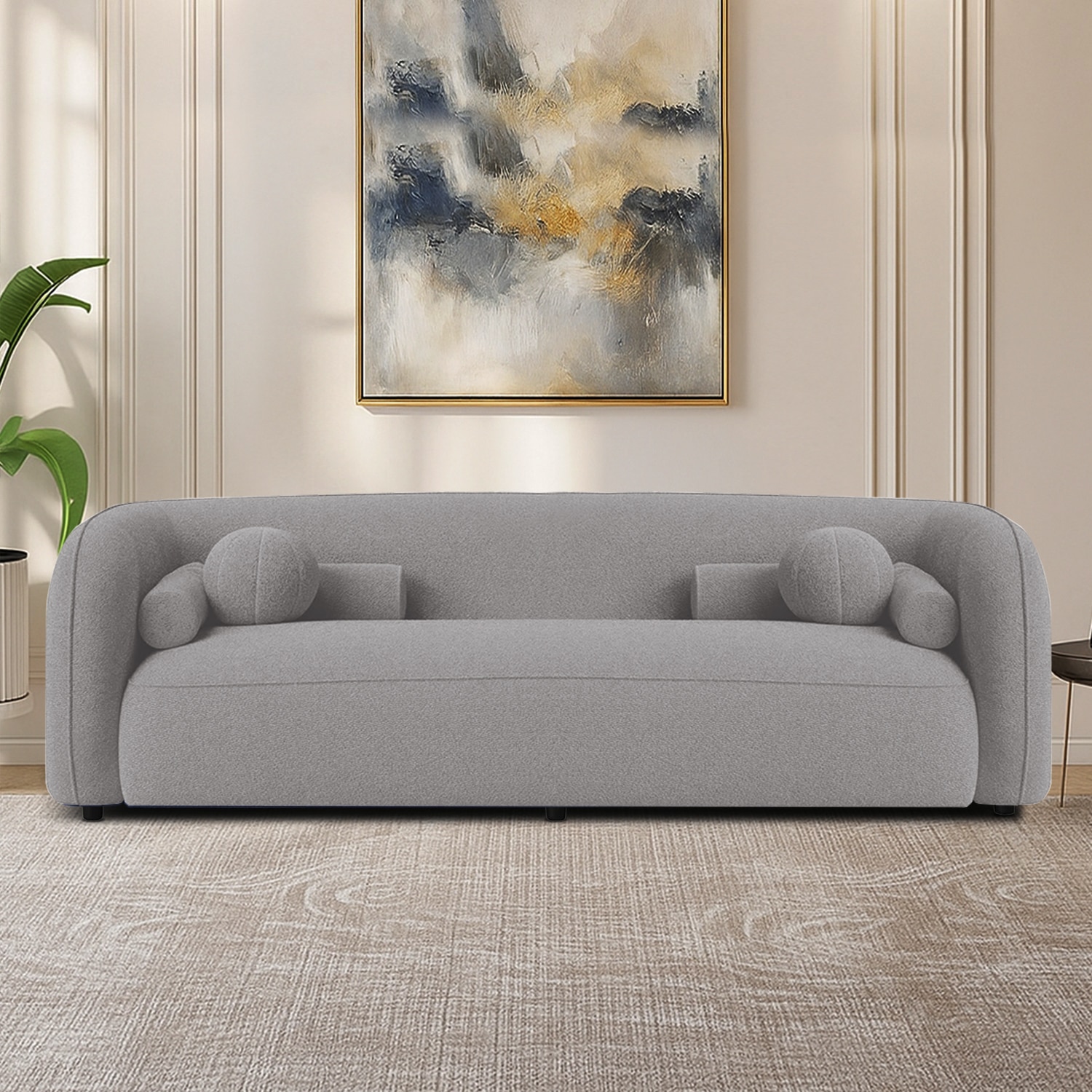 Zenol Boucle Fabric 3 Seater Sofa In Grey - Home Lifestylez