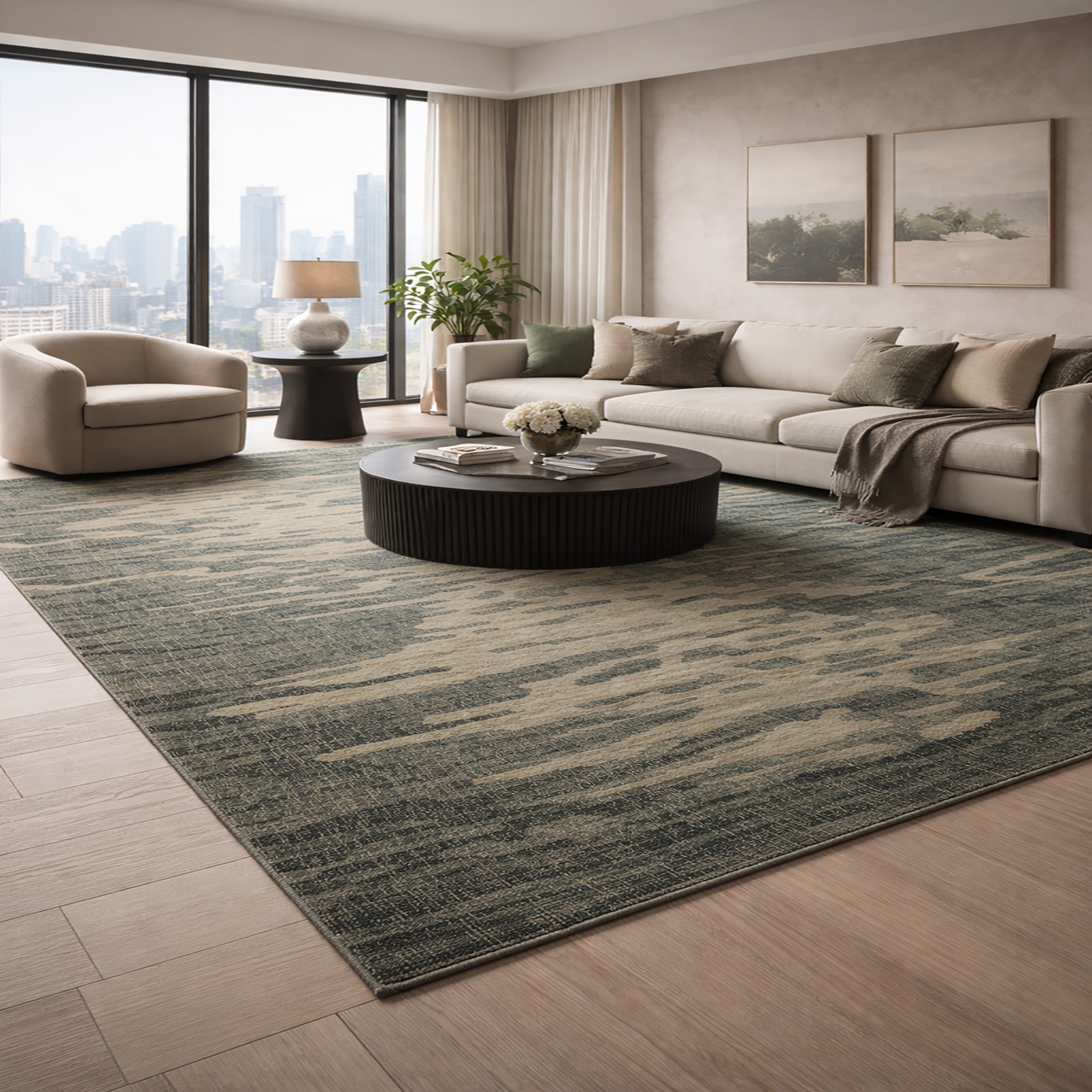 Lake Wool Rectangle Carpets Hand Tufted in Mint Colour - The Woven Legacy