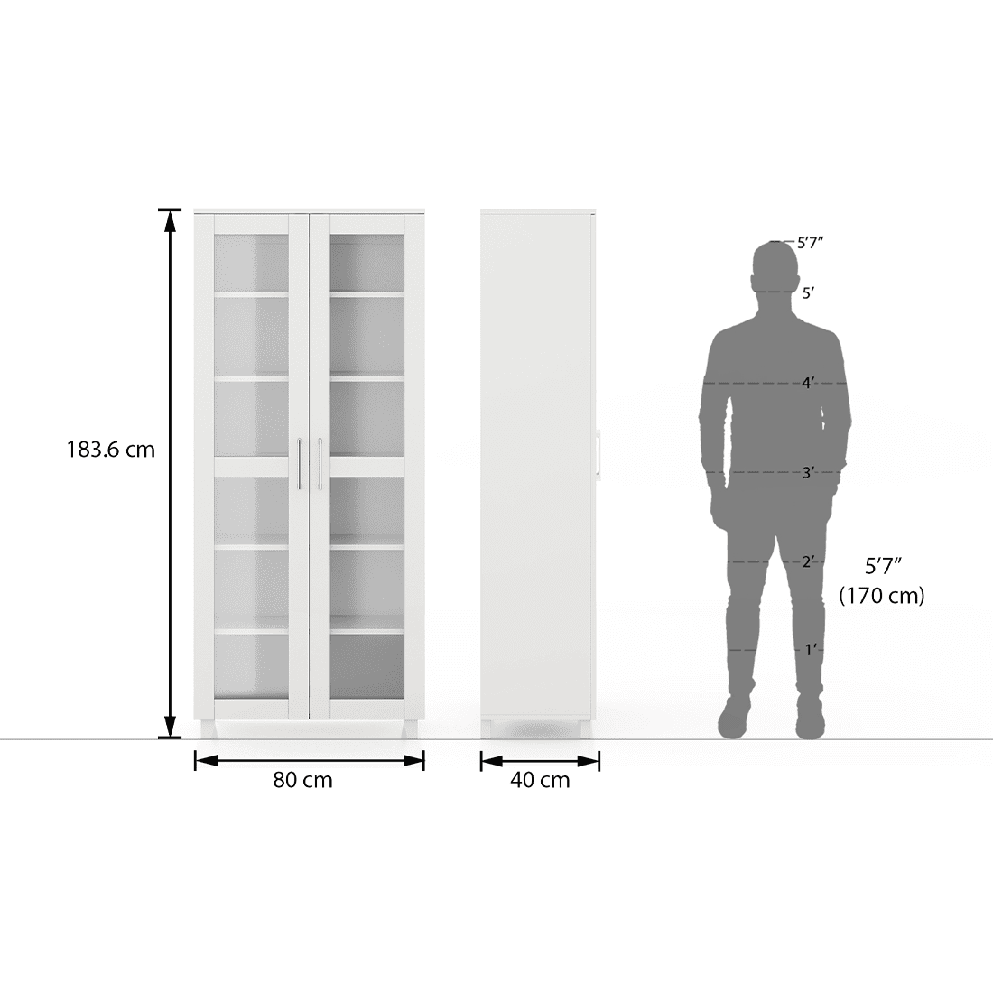 Paige Tall Storage Cabinet in Frosty White