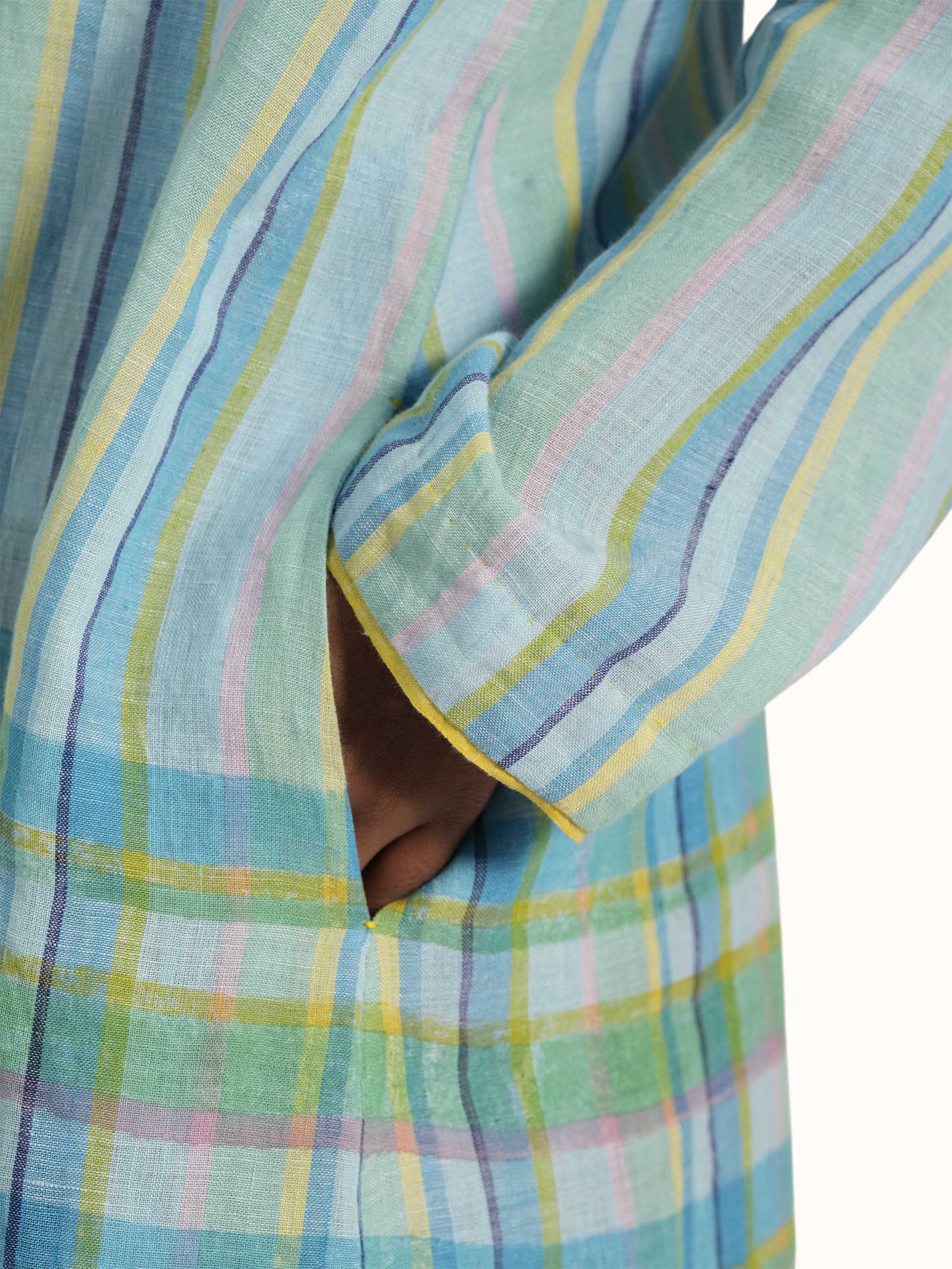 Blue Linen Handloom Ethnic Jacket