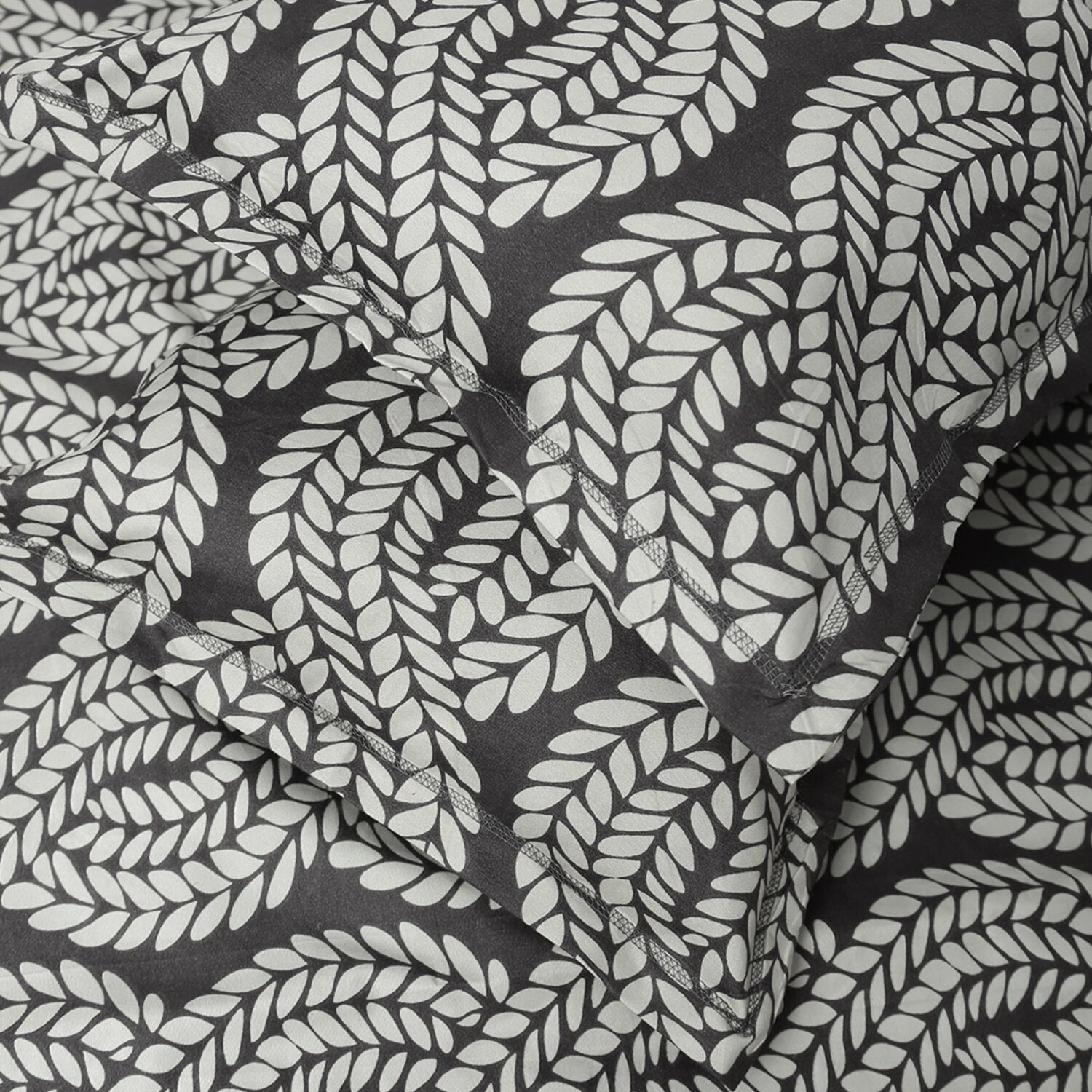 Grey Floral 180 TC Flat 1 Queen  Bedsheet with 2 Pillow Covers