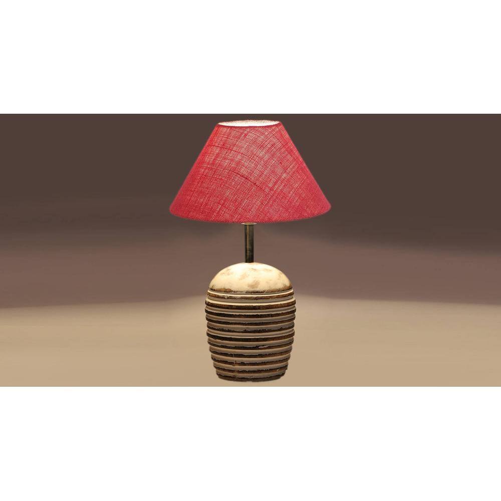 Pink Jute with White Brushed Wood Table Lamp