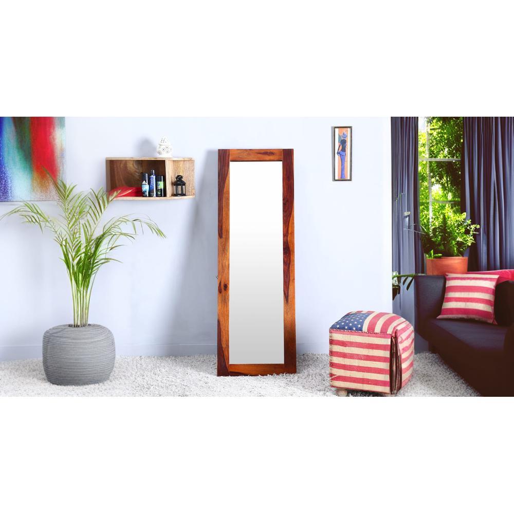 tolstoy solid wood standing mirror in honey oak colour