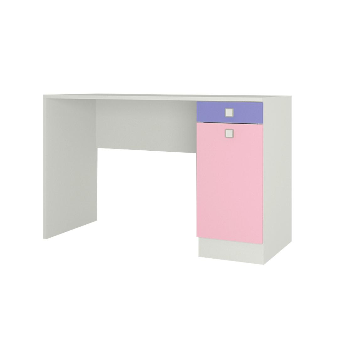 Celestia Kids Study Desk with Shuttered Cabinet and Drawer in English Pink Persian Lilac Colour