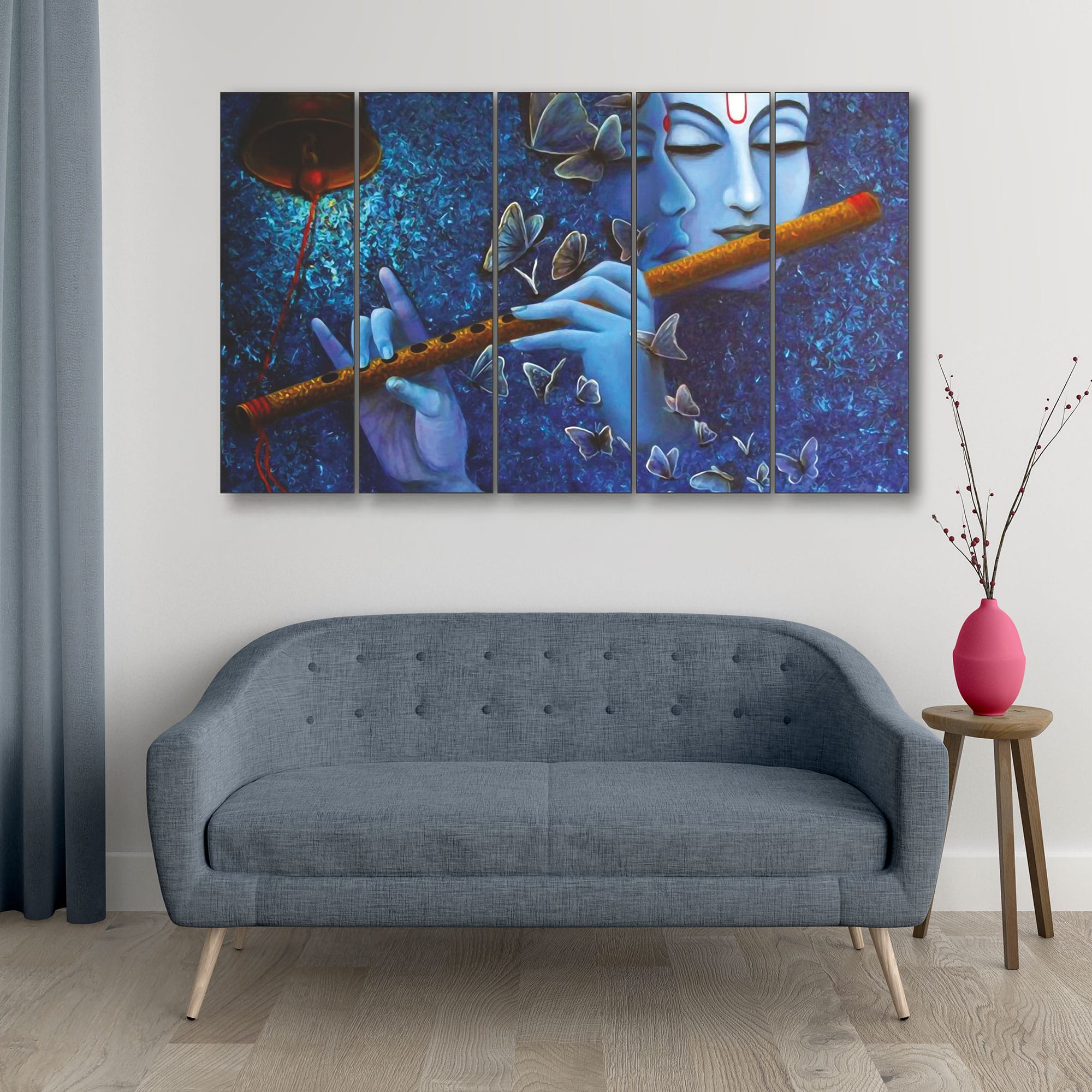 The Castle Decor Radha Krishna Spiritual Wall Art Framed Painting 27x48 Inch (Style 13) - The Castle Decor