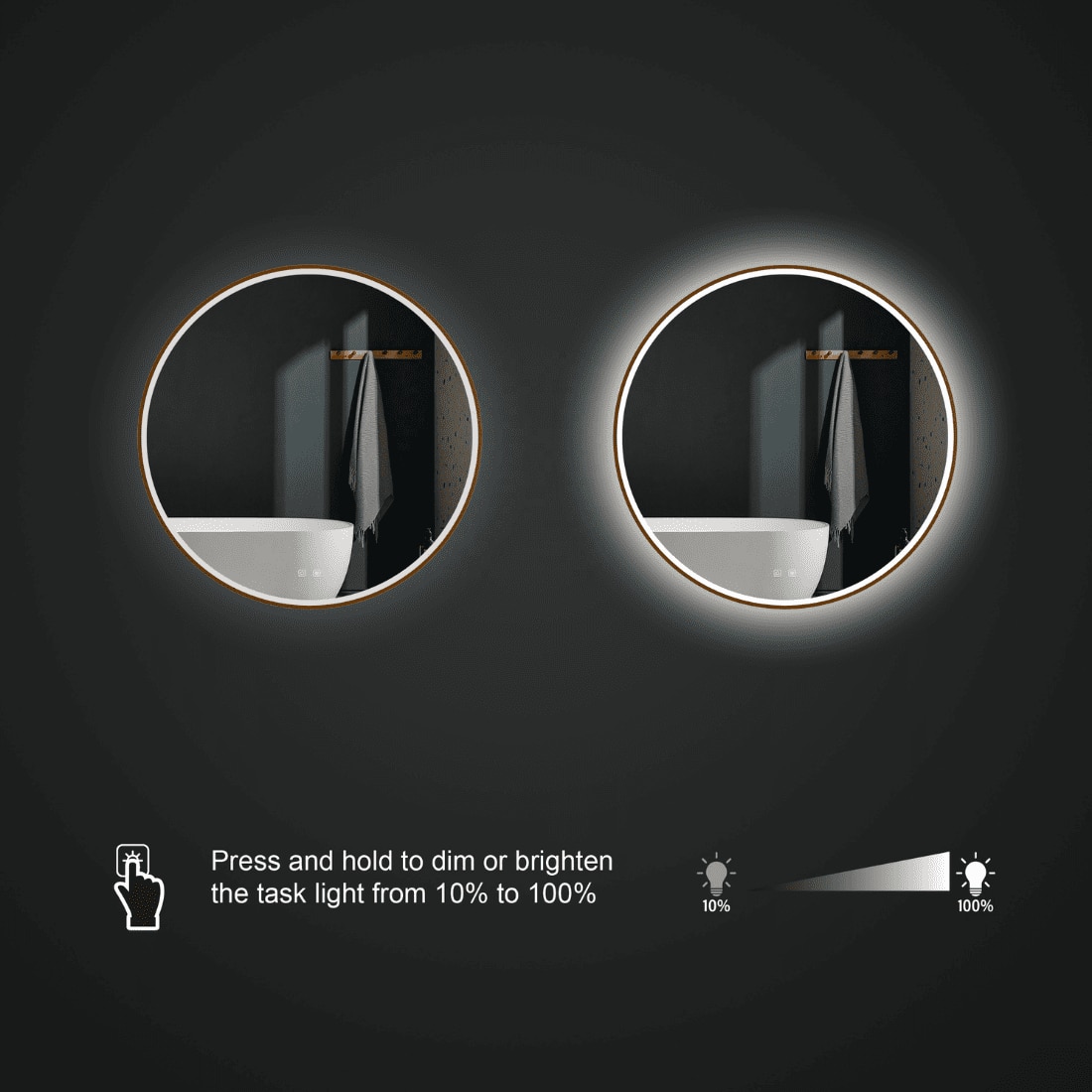 Round LED  Mirror with Lights Dimmable Vanity Mirror