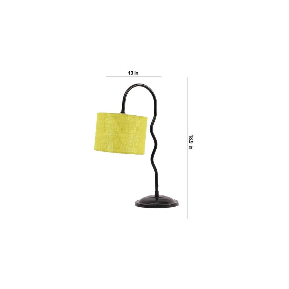 Yellow Jute Zig Zag Curvy table lamp with Iron Base (SP43)