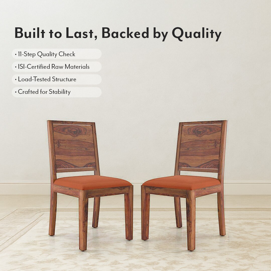 Oribi Solid Wood Dining Chair Set Of 2 In Teak Finish